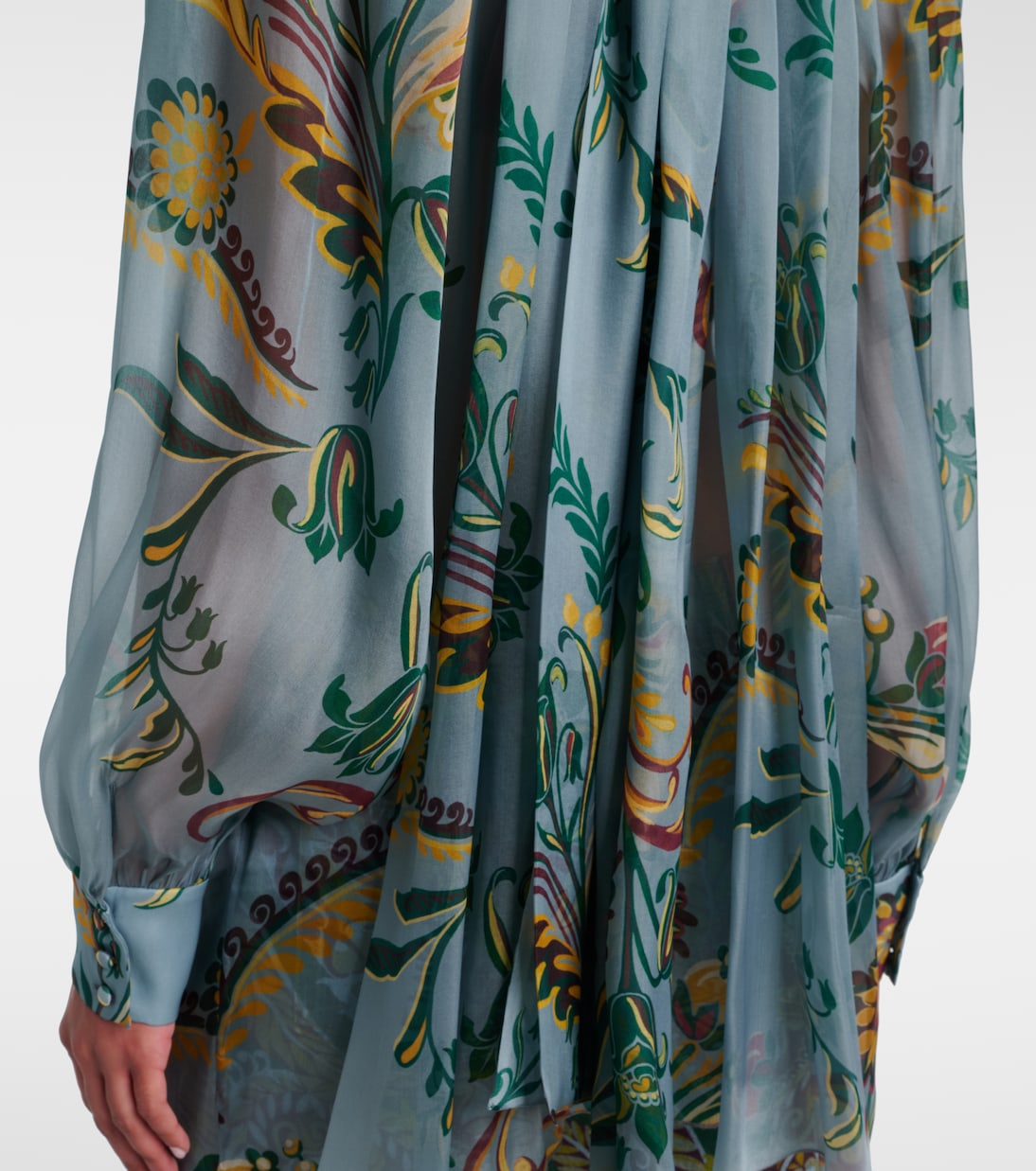 Etro - Printed ruched silk top