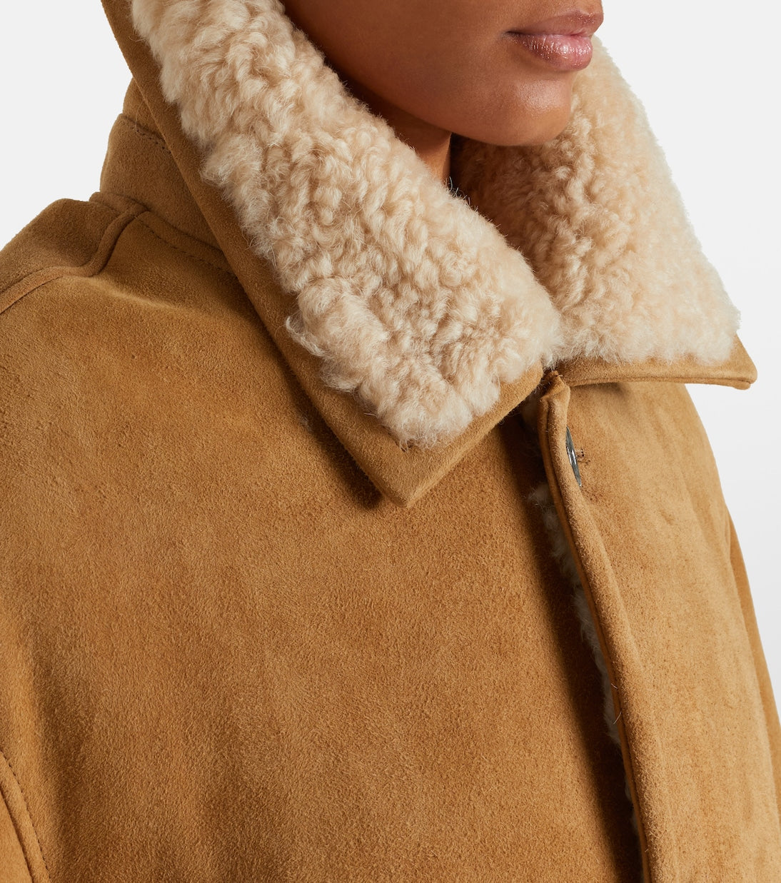 Ami Paris - Shearling-trimmed suede jacket