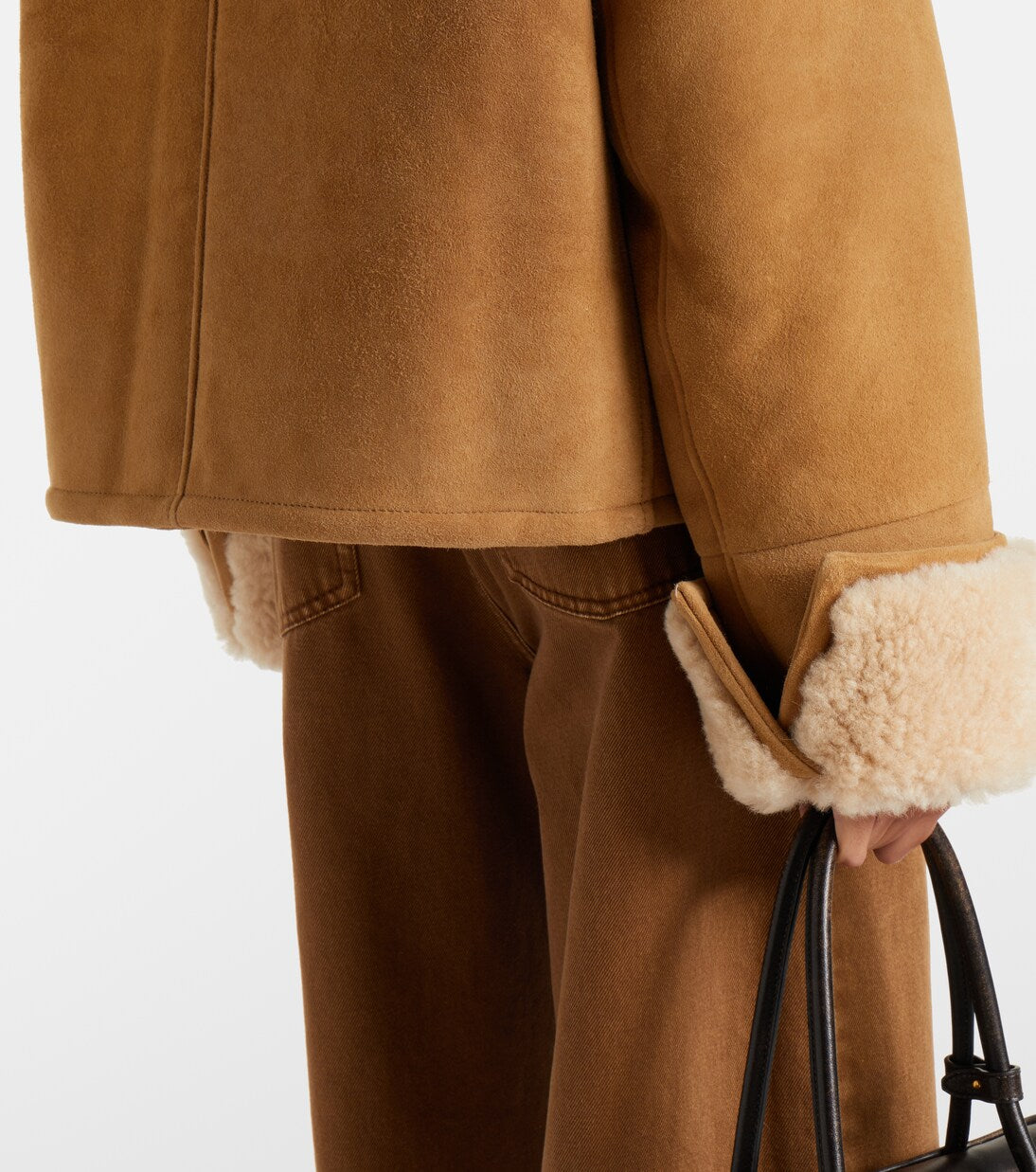 Ami Paris - Shearling-trimmed suede jacket