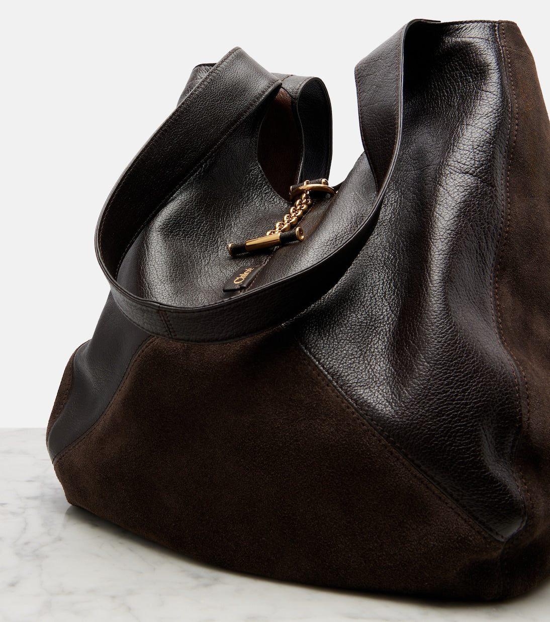 Chloé - Chloé Balloon Medium leather and suede shopper