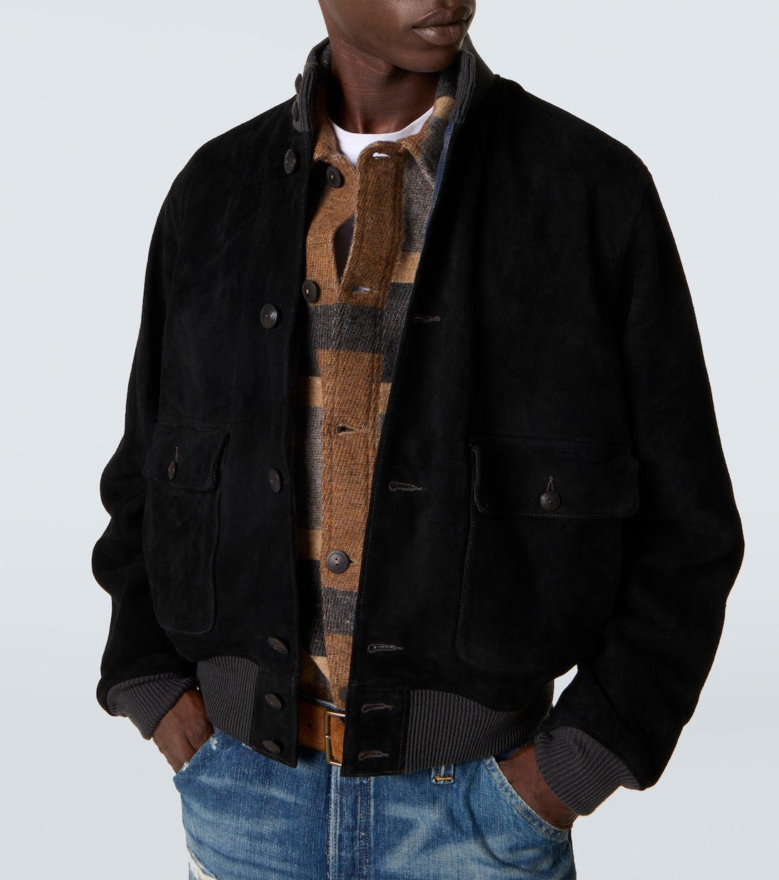 RRL - Mason suede bomber jacket