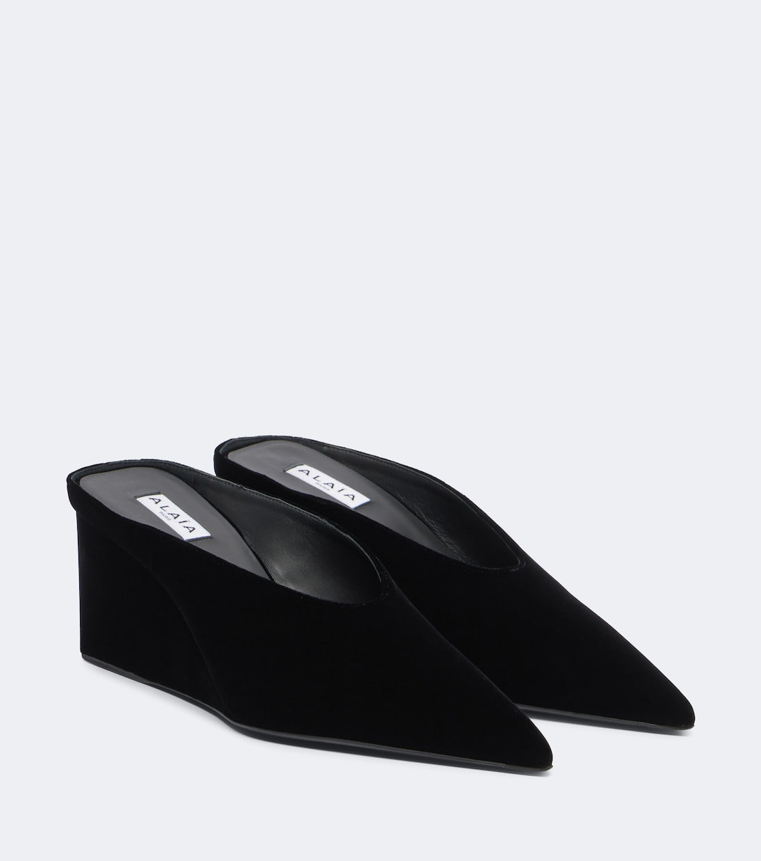 Alaïa - Cube velvet wedge mules