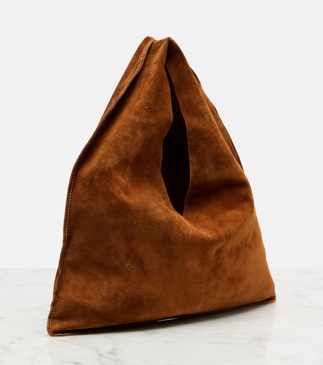 The Row - Bindle Small suede top-handle bag