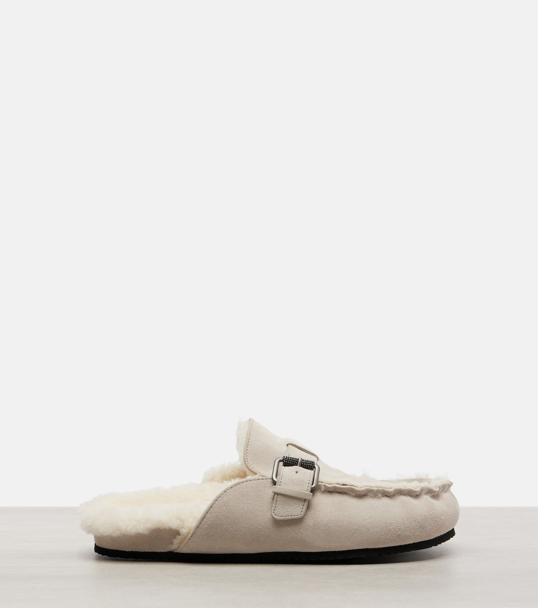 Brunello Cucinelli - Monili shearling-lined suede mules