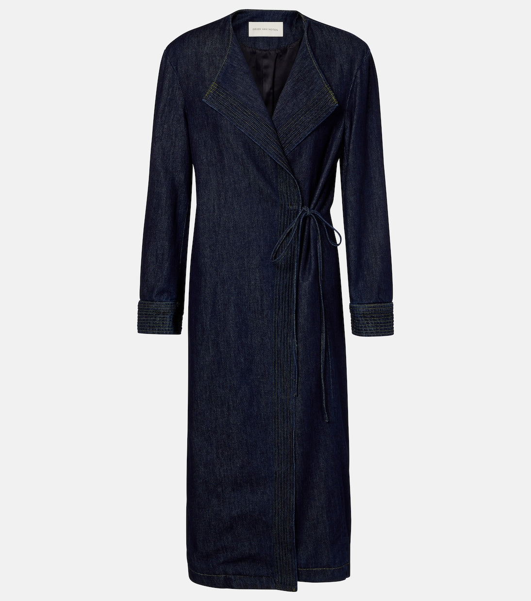 Dries Van Noten - Denim wrap coat