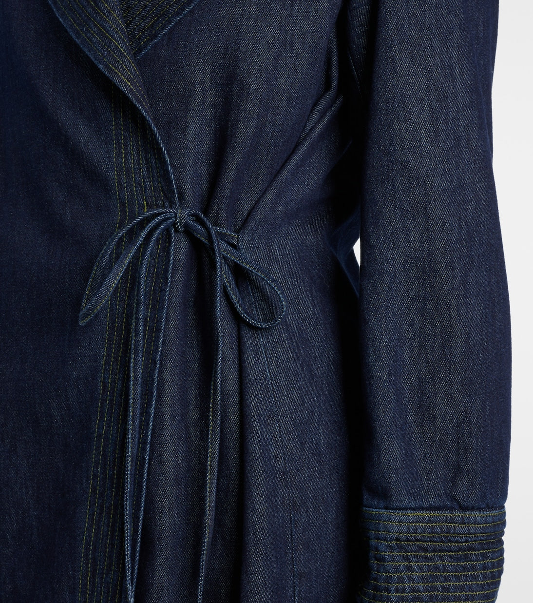 Dries Van Noten - Denim wrap coat