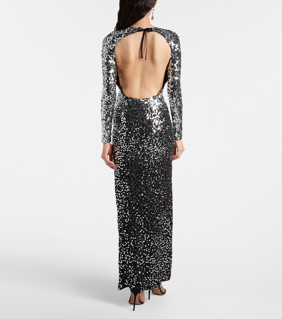Rabanne - Sequined open-back jersey gown
