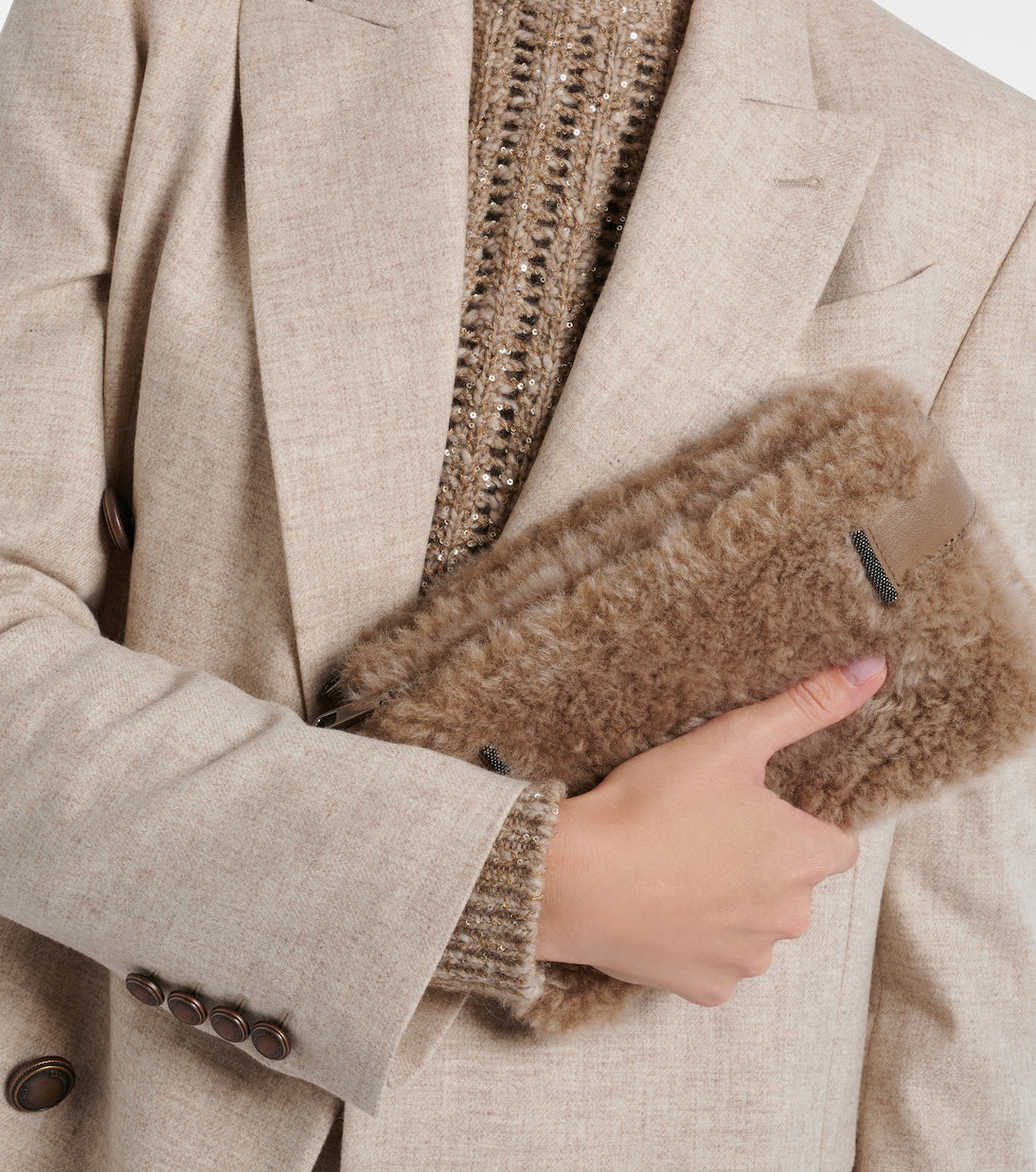 Brunello Cucinelli - Small shearling clutch