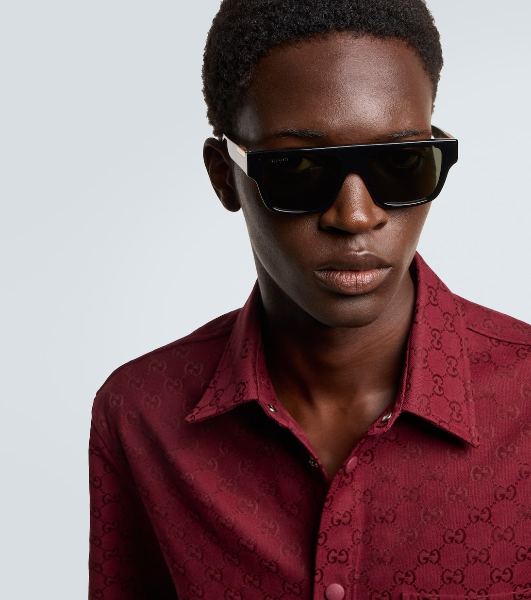 Gucci - Web Stripe flat-top sunglasses