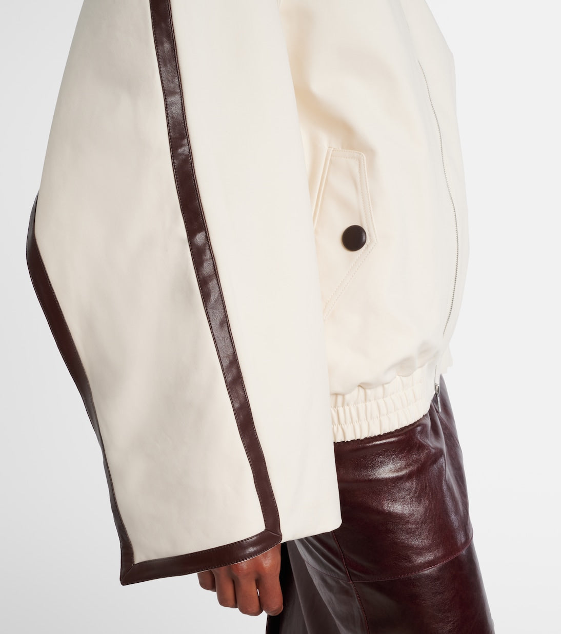 Jacques Wei - Leather-trimmed cotton jacket