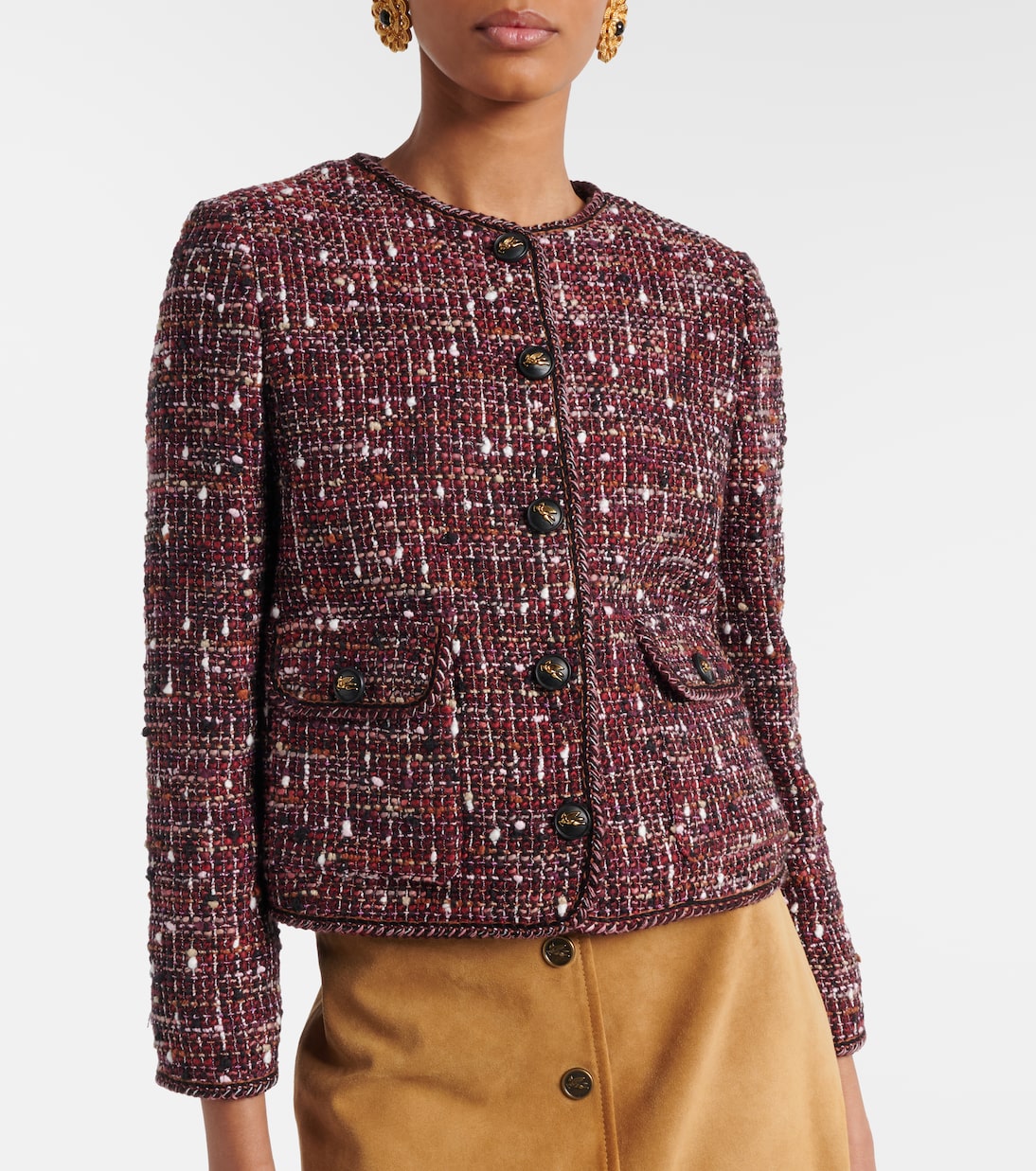 Etro - Cropped cotton-blend bouclé jacket
