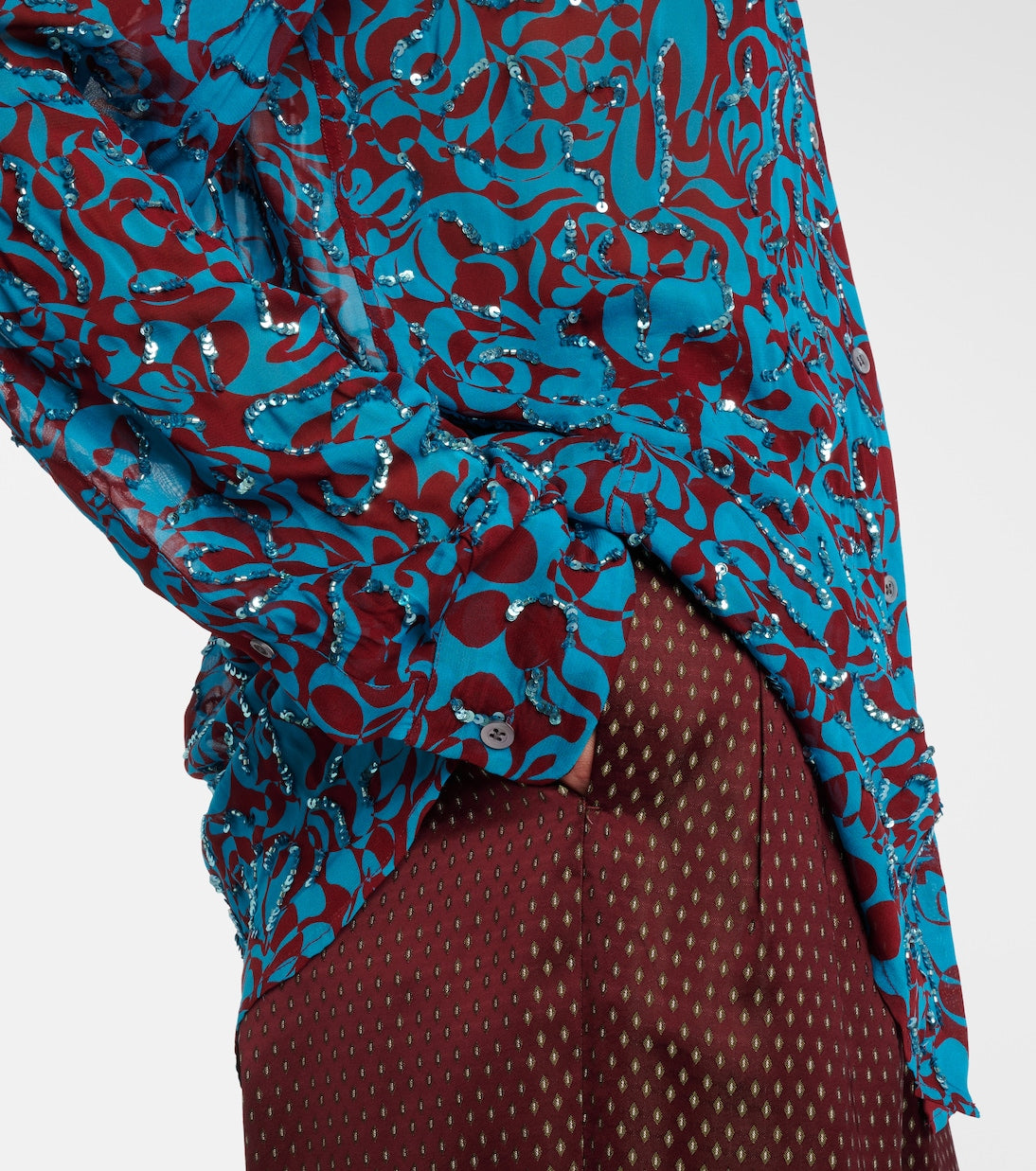Dries Van Noten - Printed sequined shirt