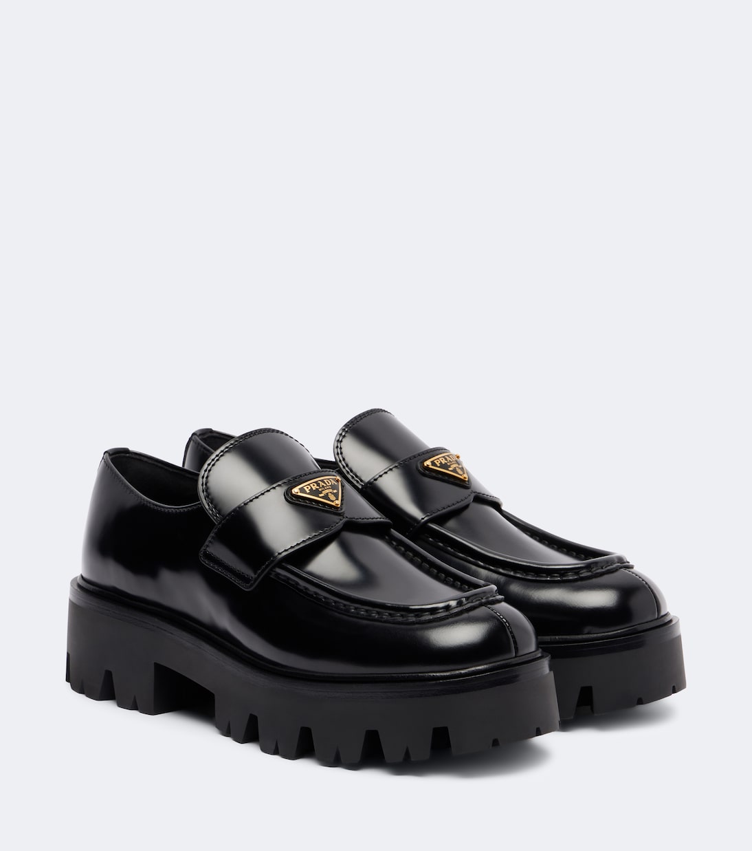 Prada - Logo leather platform loafers
