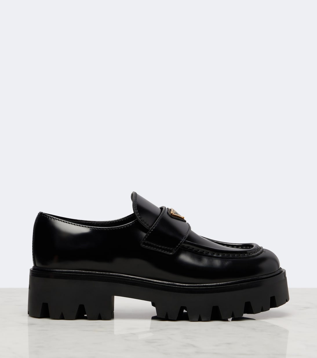 Prada - Logo leather platform loafers
