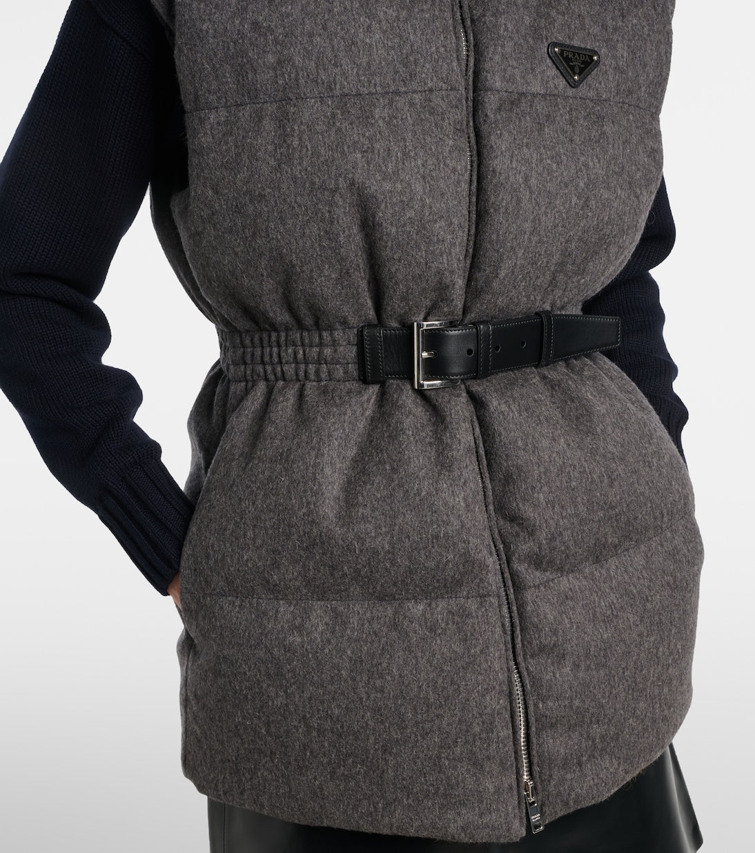 Prada - Belted virgin wool down vest