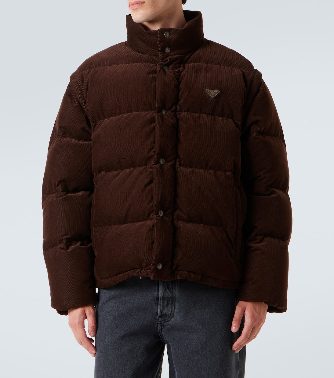 Prada - Convertible cotton corduroy down jacket