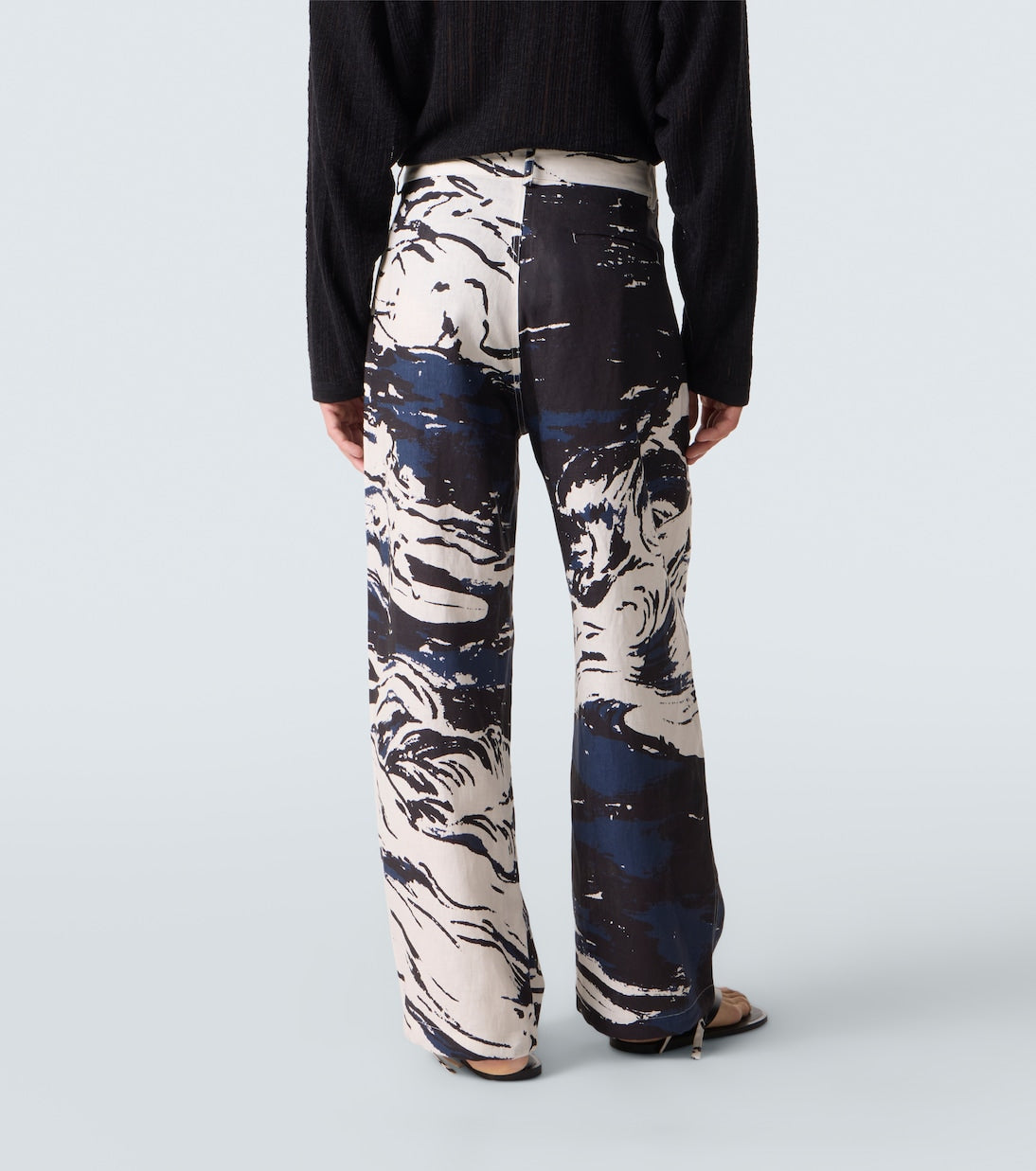 Commas - Printed linen straight pants