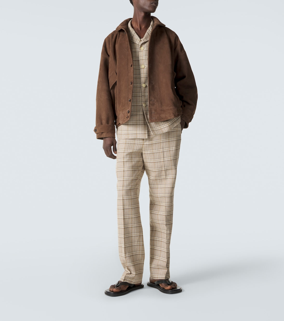 Auralee - Checked silk and linen tweed jacket
