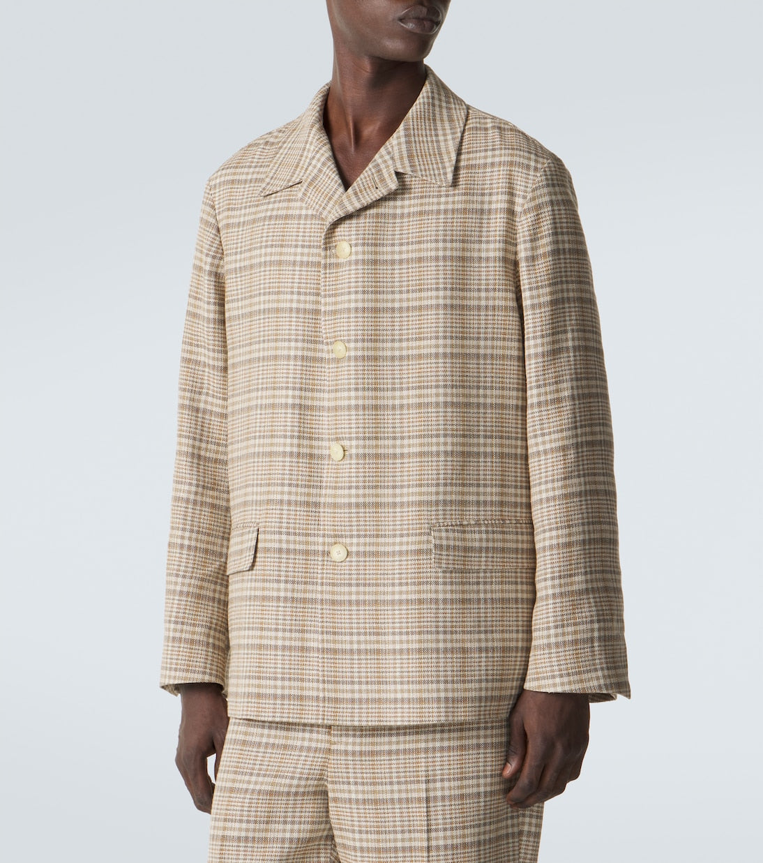 Auralee - Checked silk and linen tweed jacket