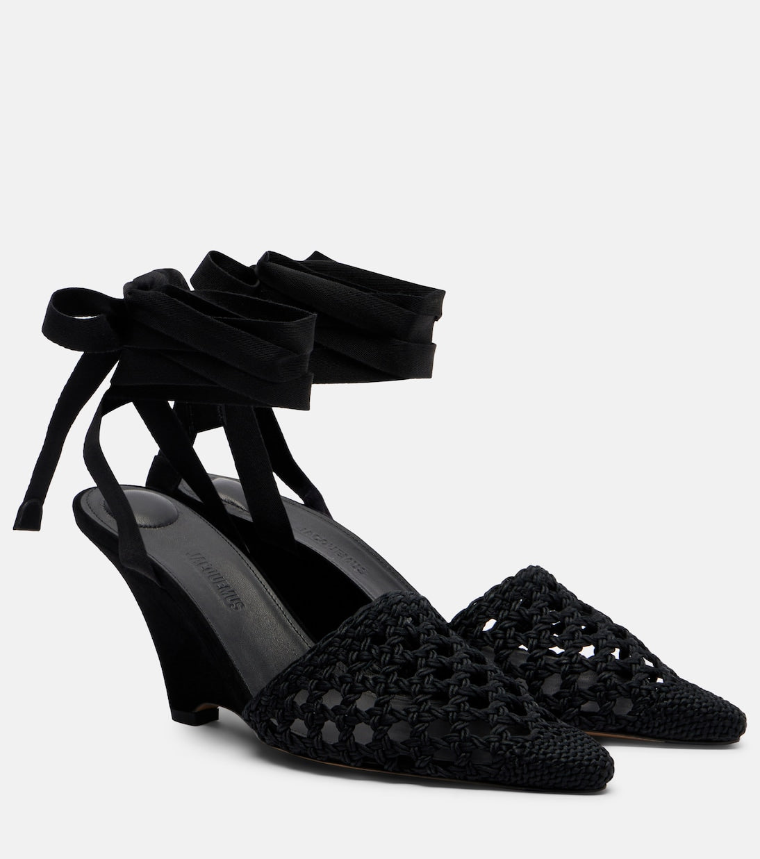 Jacquemus - Woven raffia-effect wedges