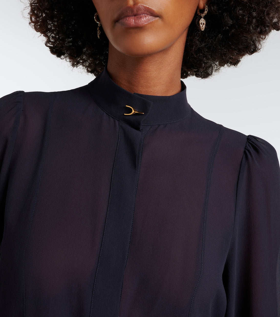 McQueen - Wishbone silk georgette shirt