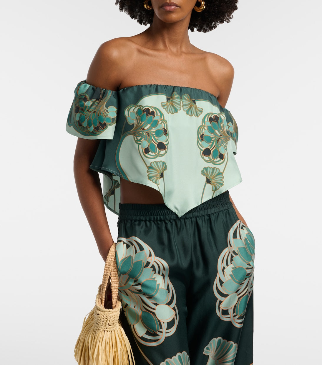 La DoubleJ - Sand Dollar printed silk top
