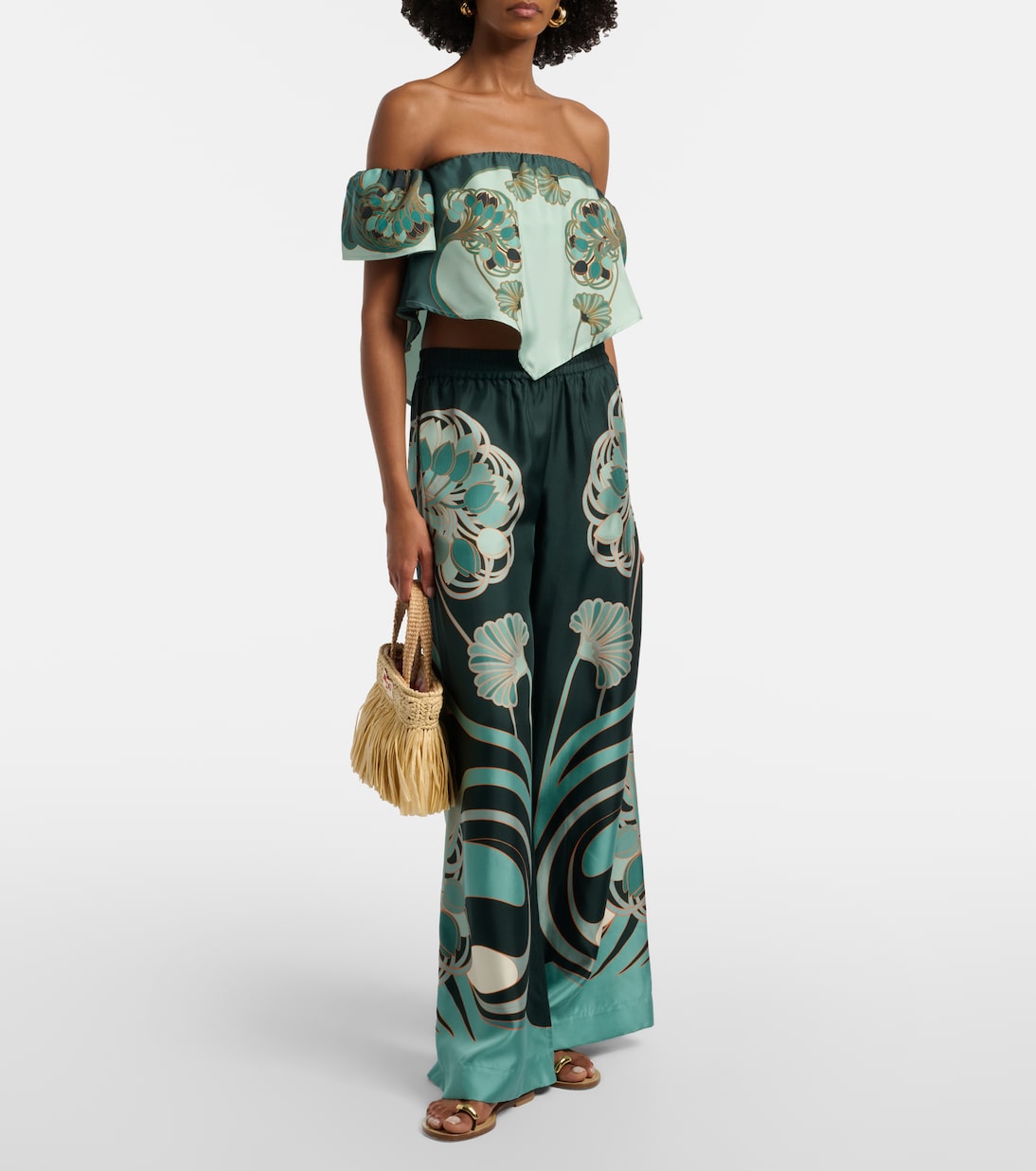 La DoubleJ - Sand Dollar printed silk top