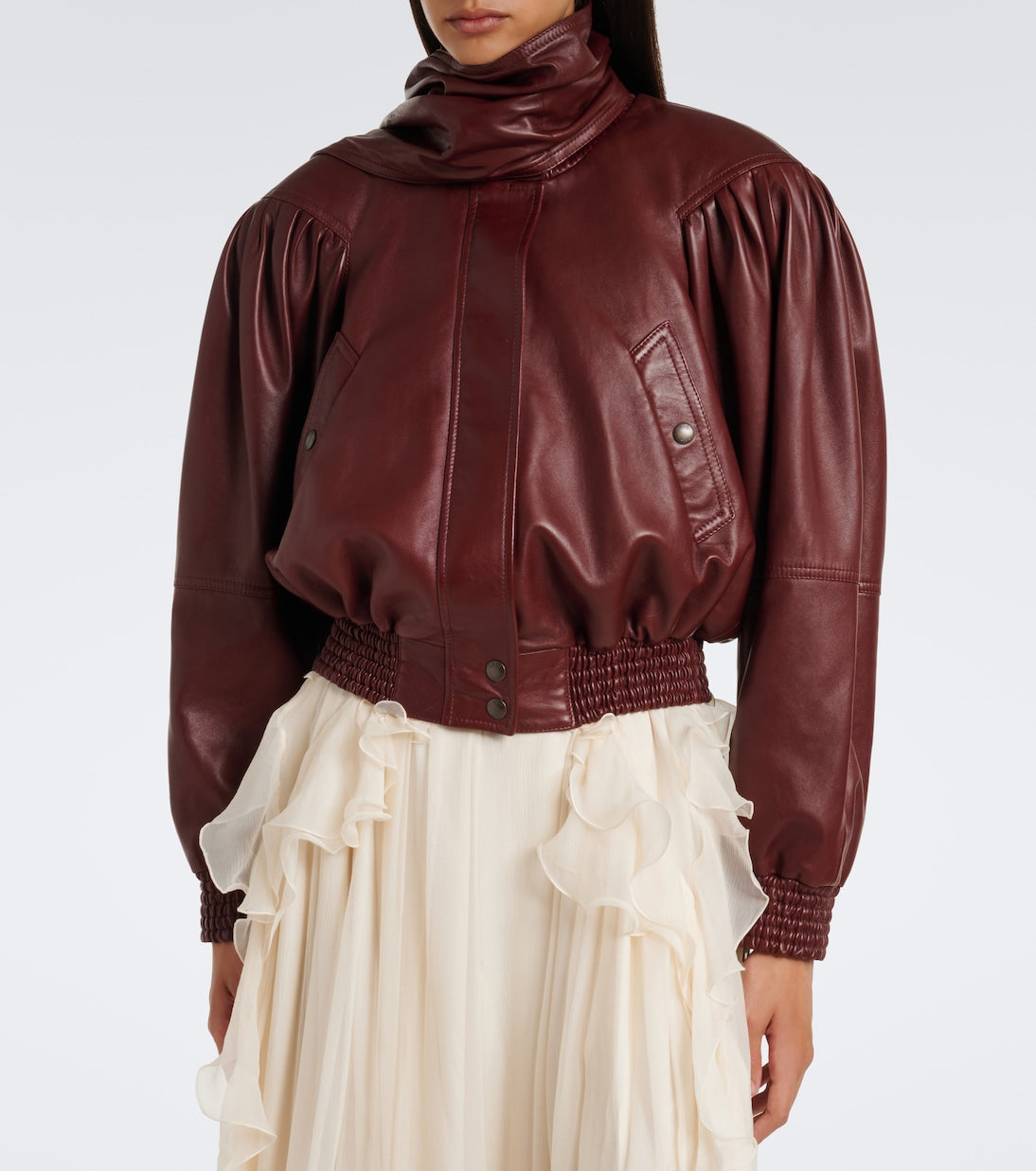 Chloé - Cropped leather bomber jacket