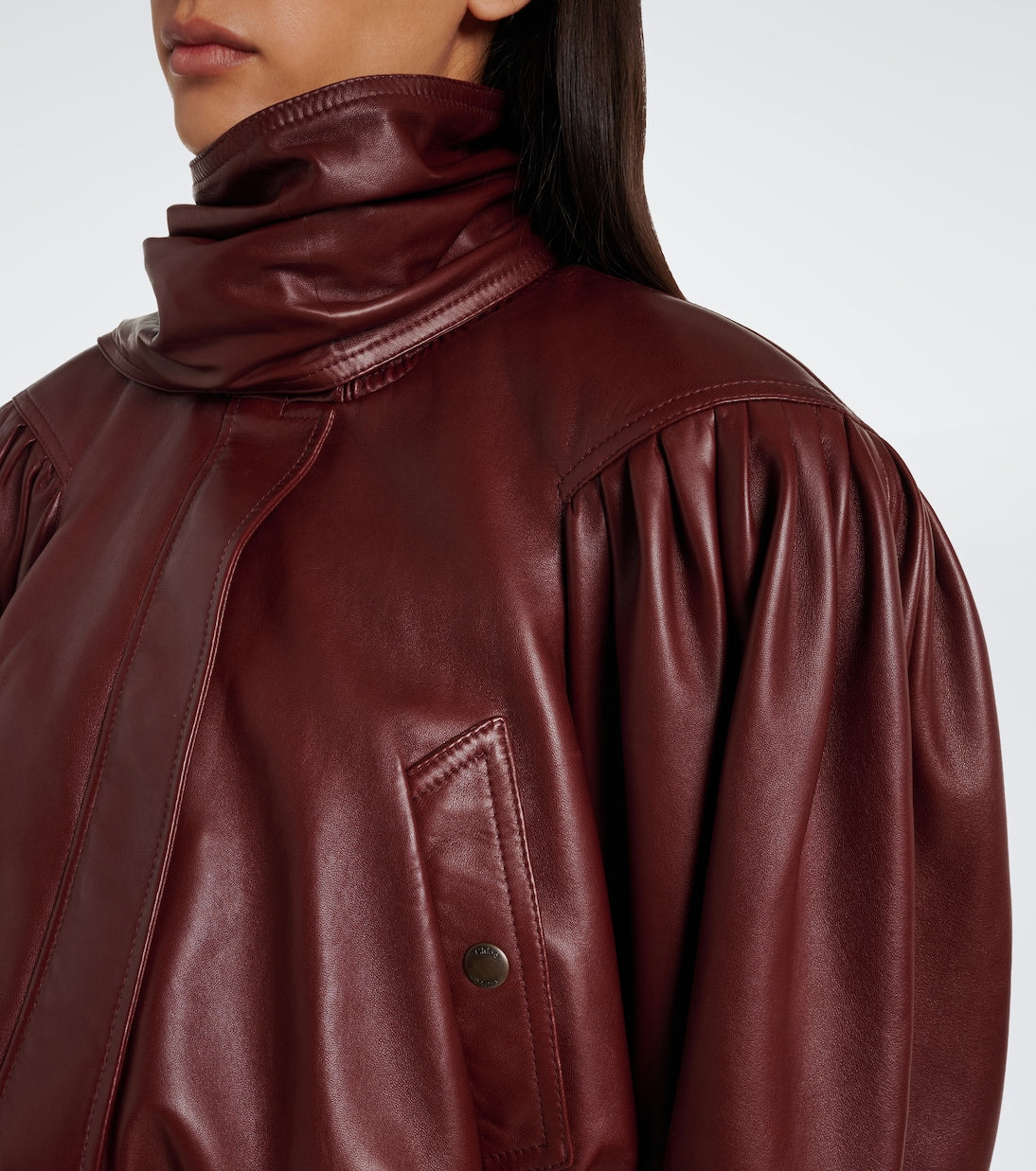 Chloé - Cropped leather bomber jacket