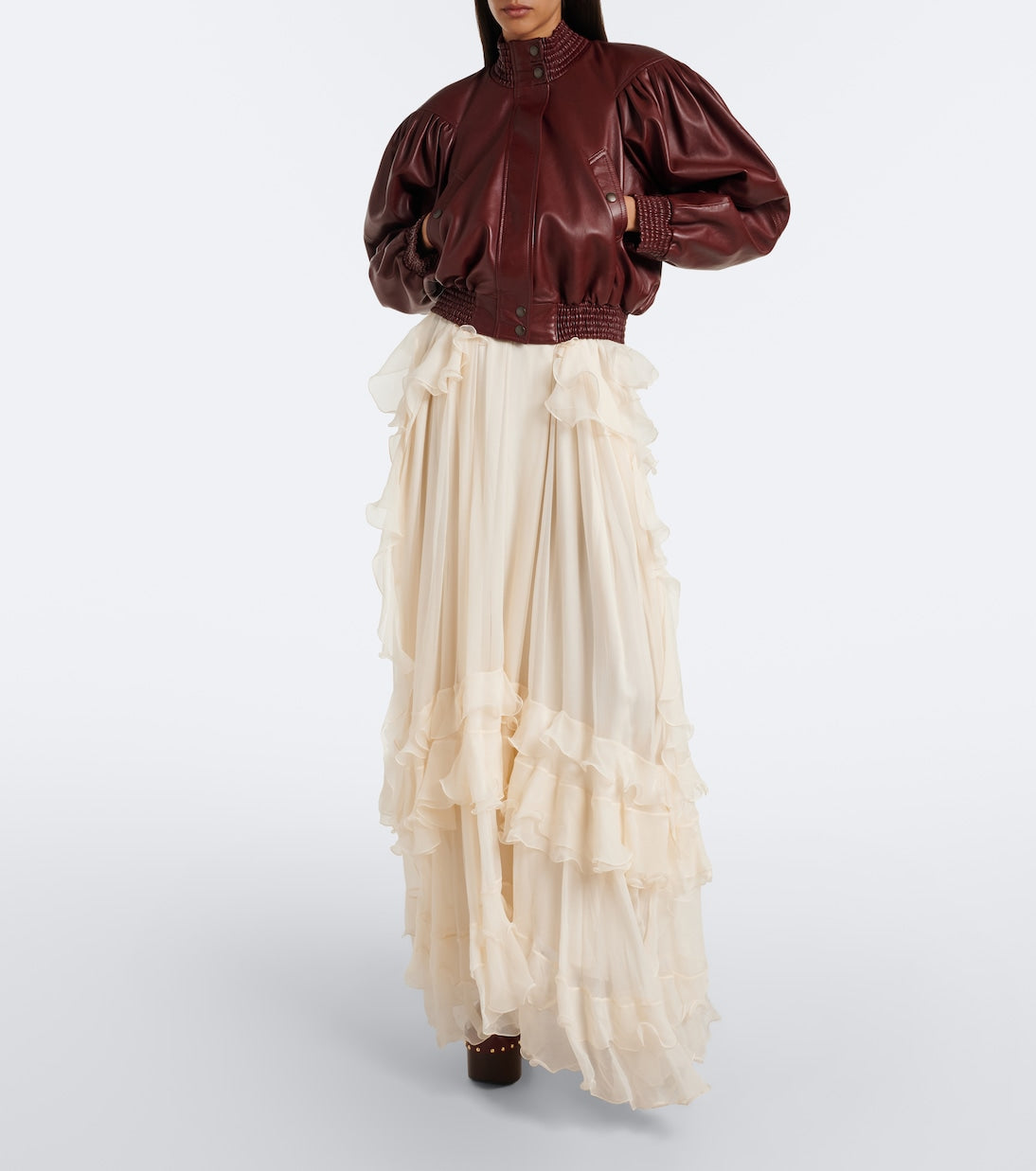 Chloé - Cropped leather bomber jacket
