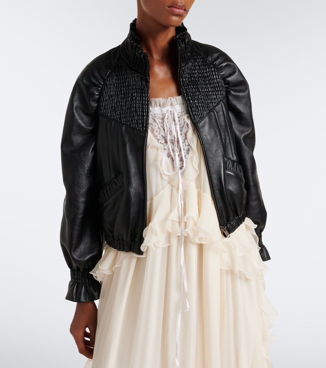 Chloé - Shirred leather jacket