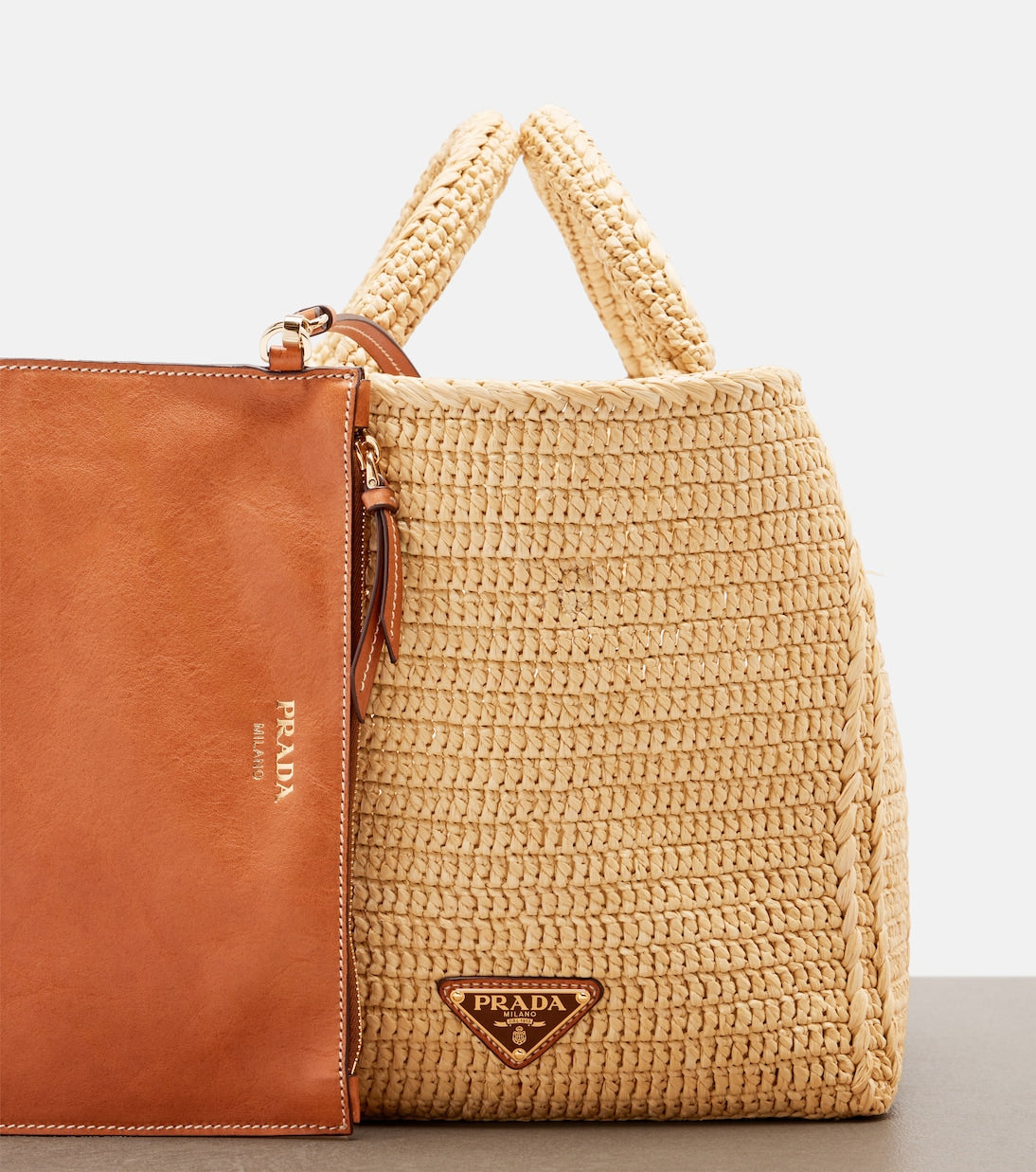 Prada - Large crochet raffia-effect shopper