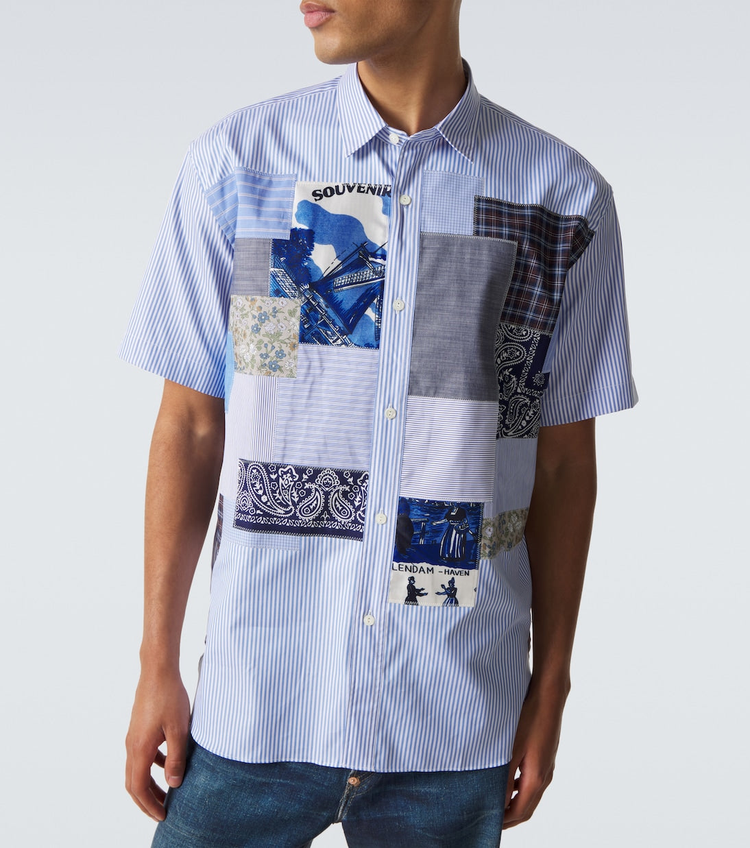 Junya Watanabe - Patchwork striped cotton shirt