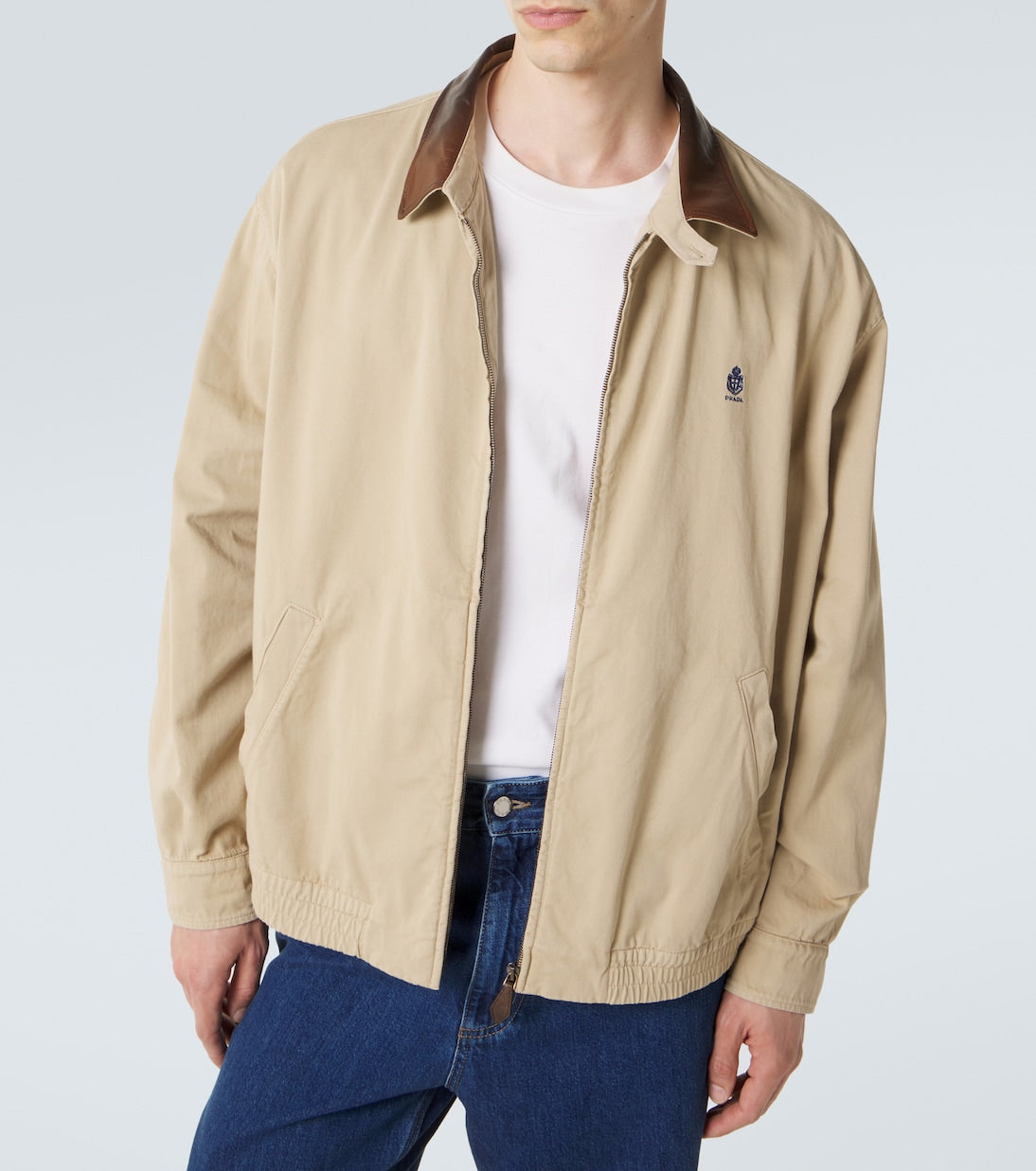 Prada - Leather-trimmed cotton blouson jacket