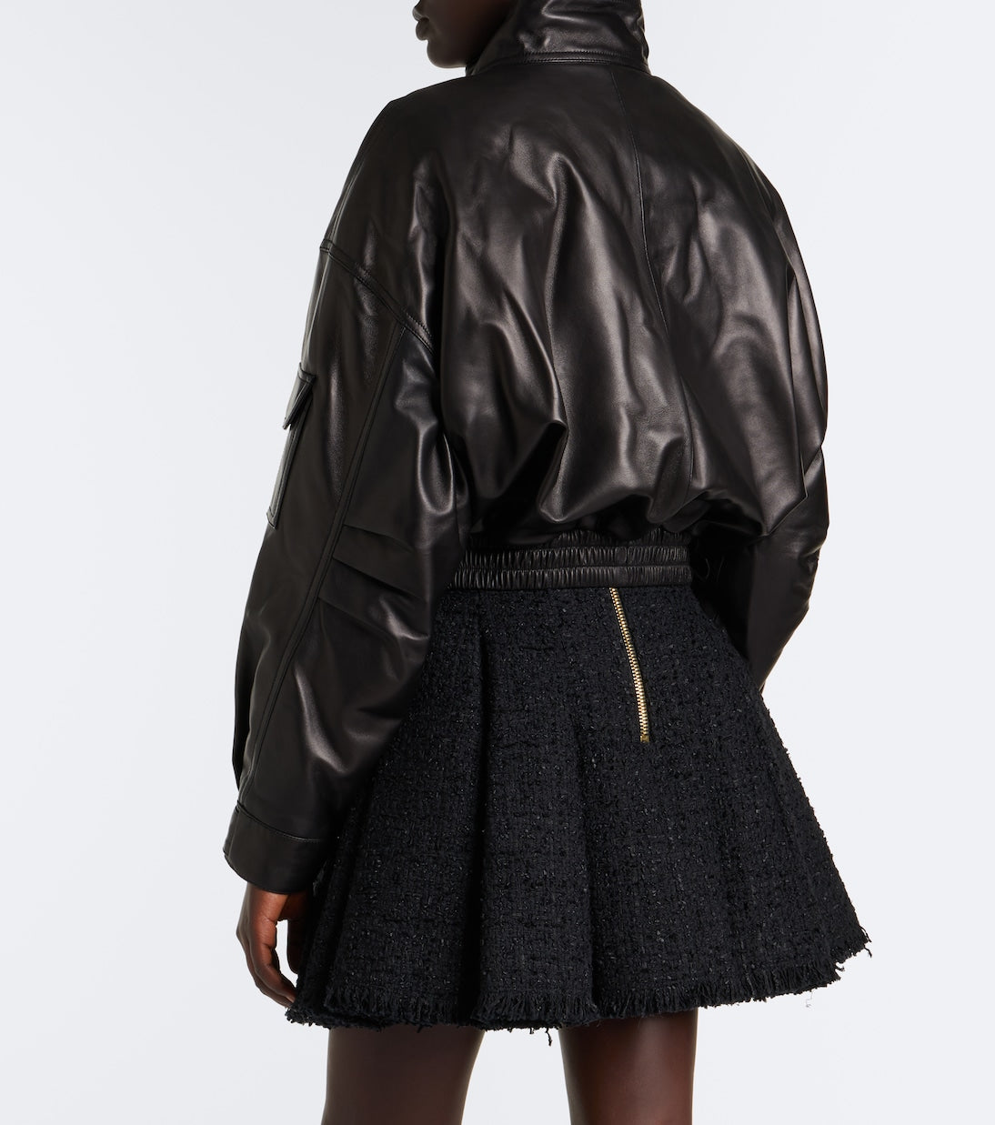 Balmain - Cropped leather jacket