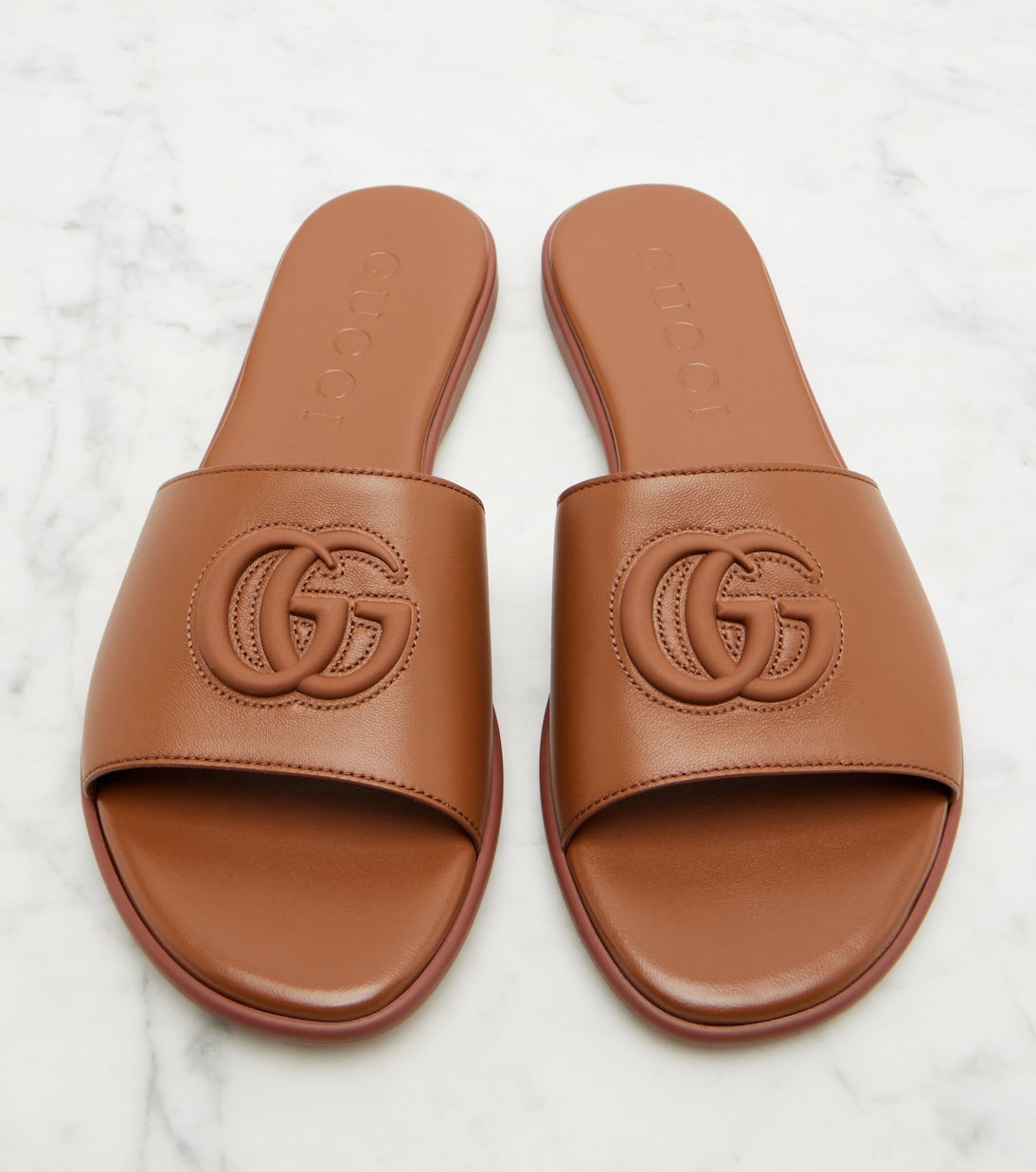 Gucci - Double G leather slides