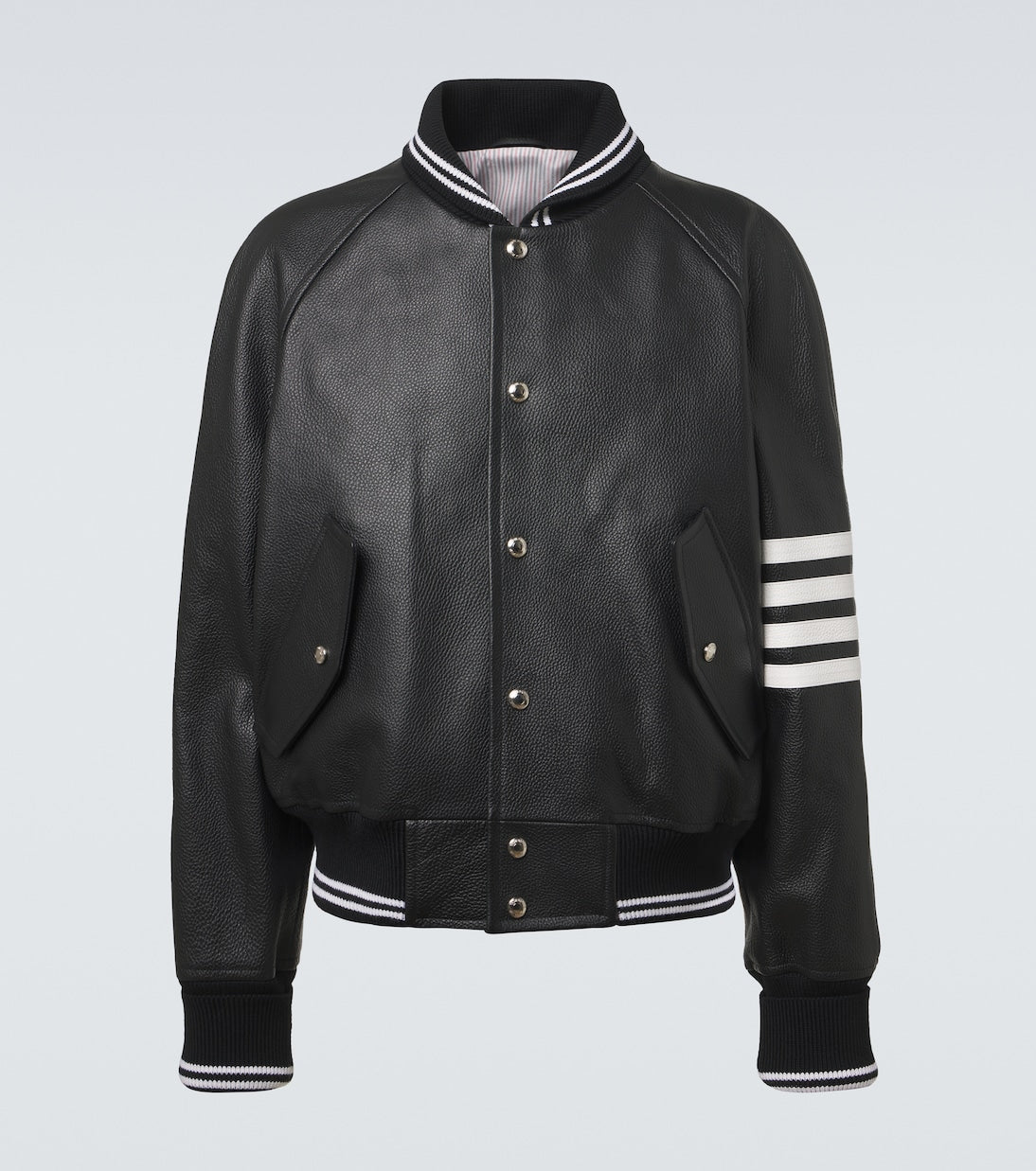 Thom Browne - 4-Bar leather bomber jacket