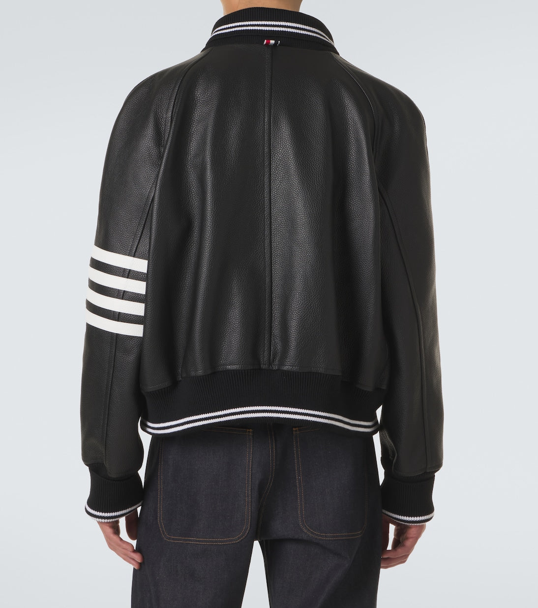 Thom Browne - 4-Bar leather bomber jacket