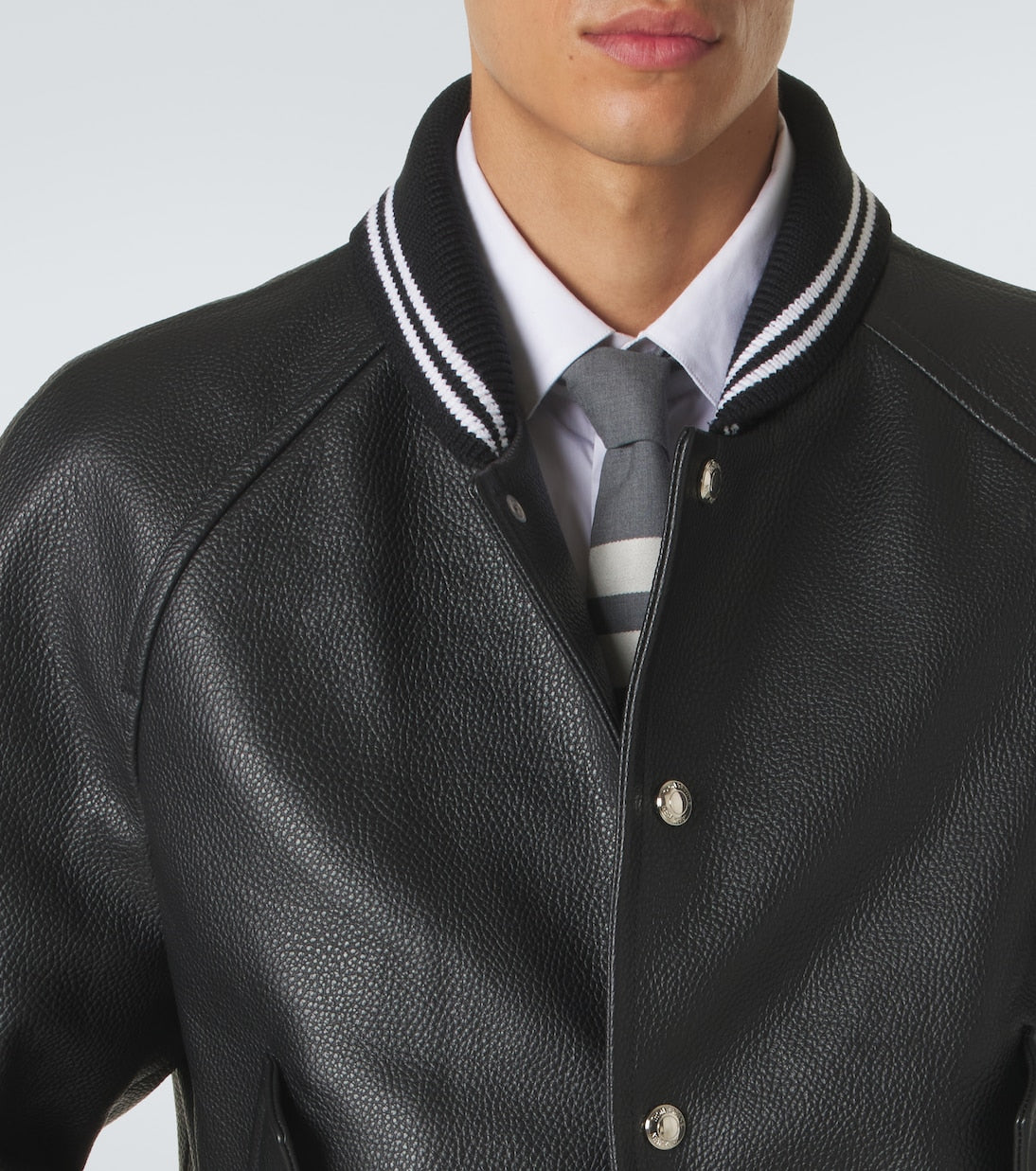 Thom Browne - 4-Bar leather bomber jacket