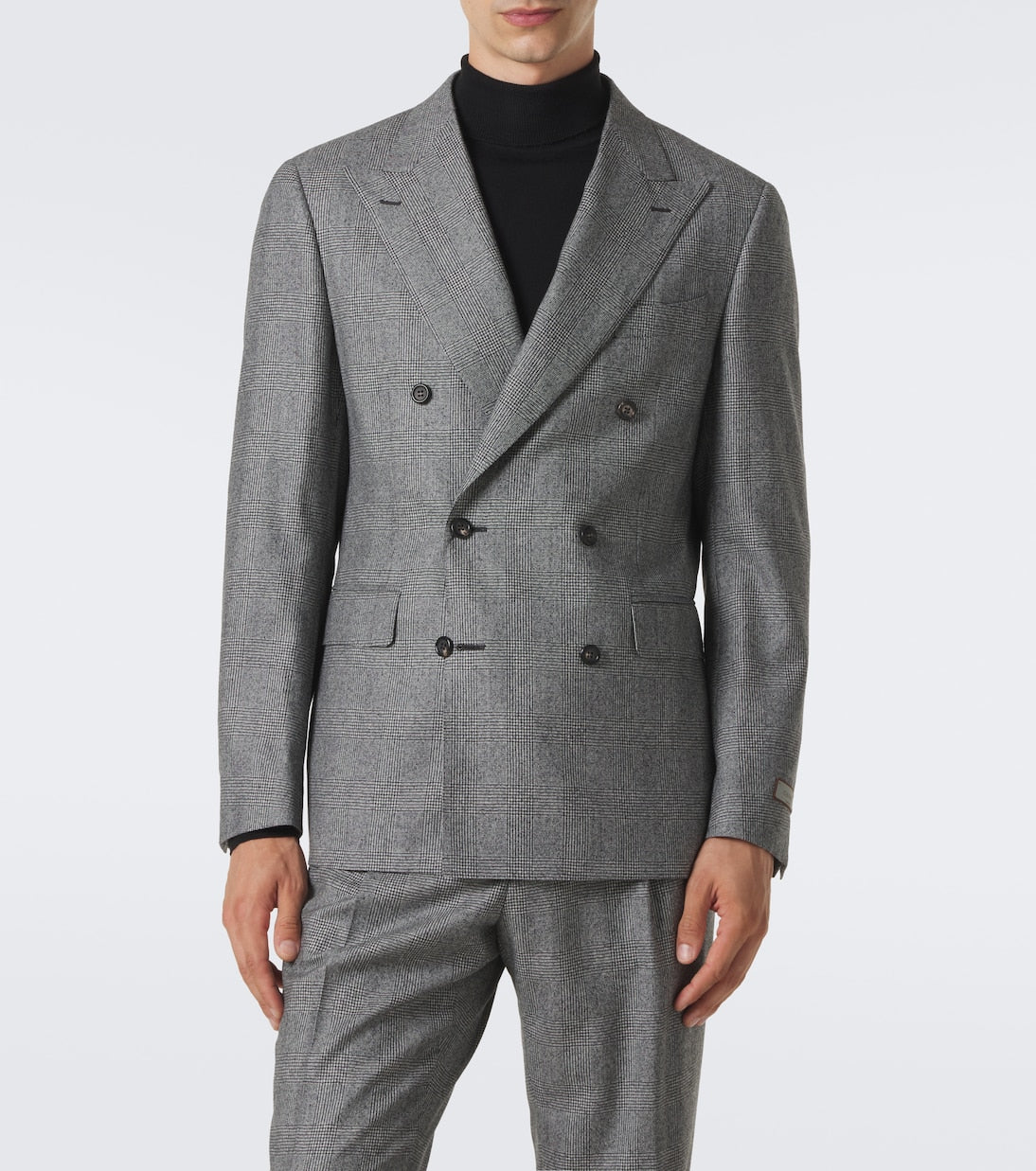 Canali - Checked double-breasted wool suit