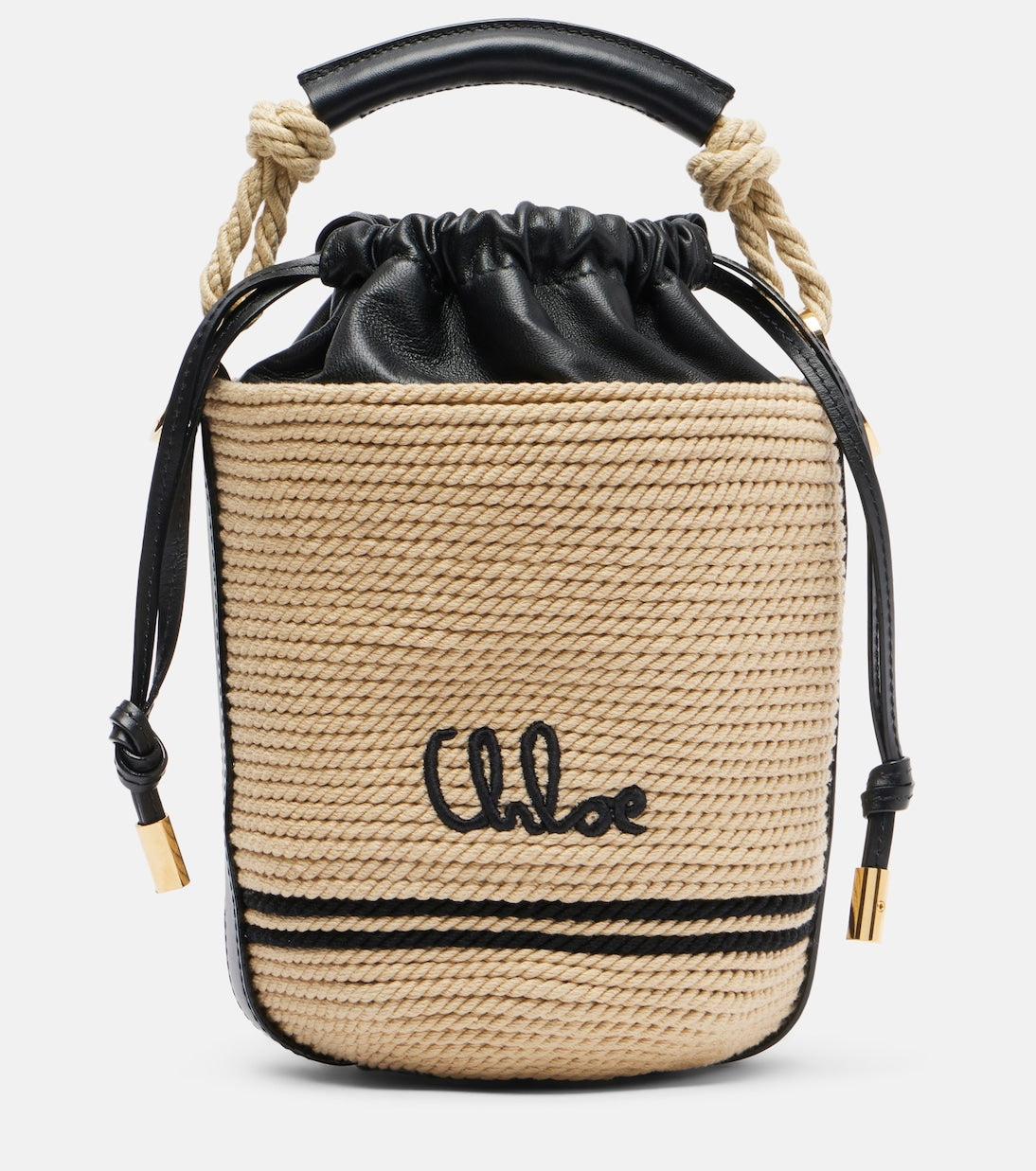 Chloé - Soleil Mini raffia-effect bucket bag