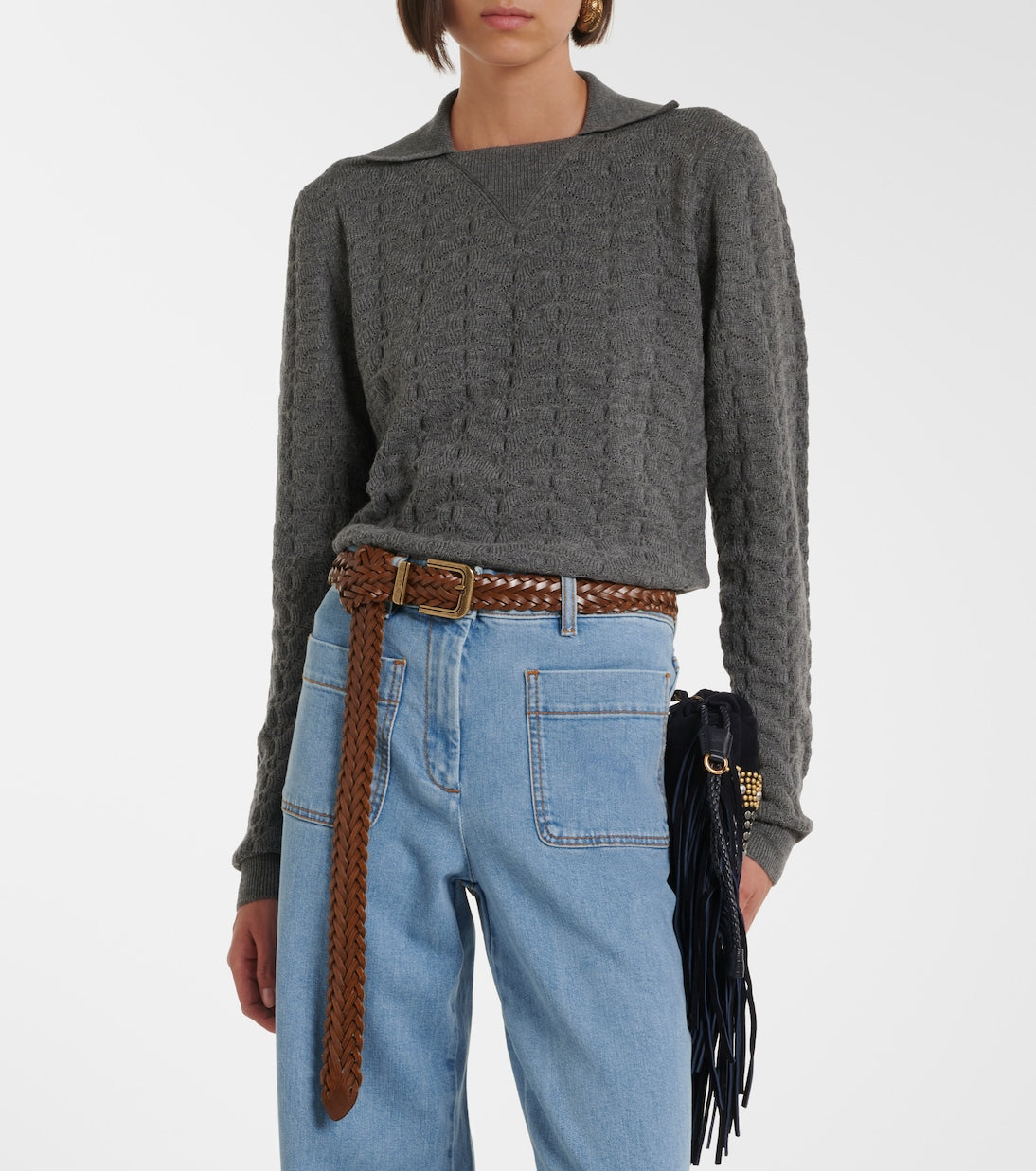Etro - Cable-knit wool polo sweater