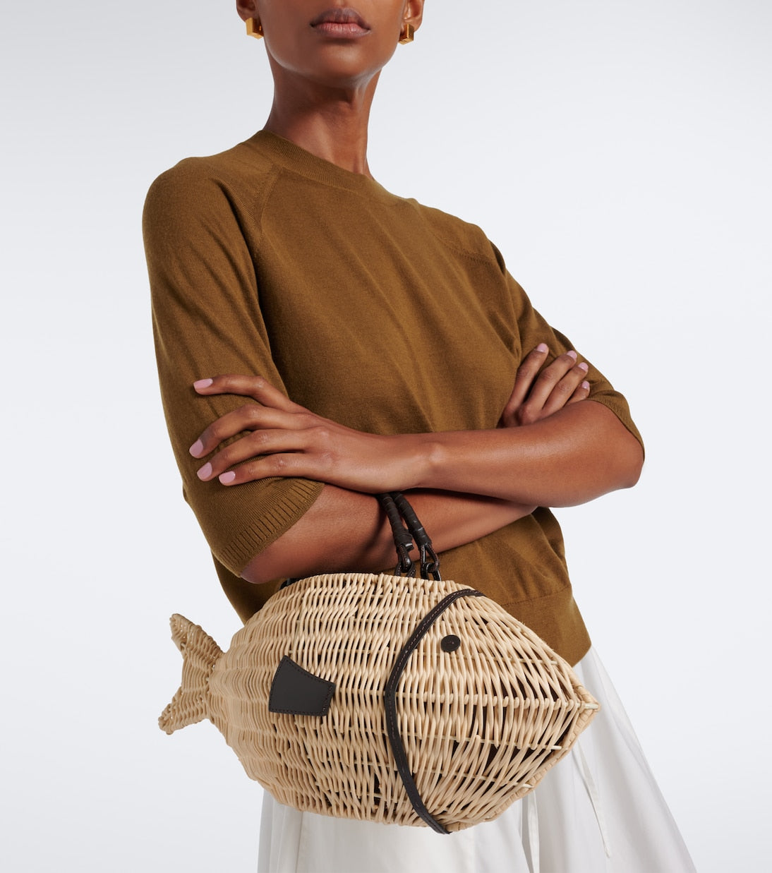 Staud - Cleo Small wicker top-handle bag