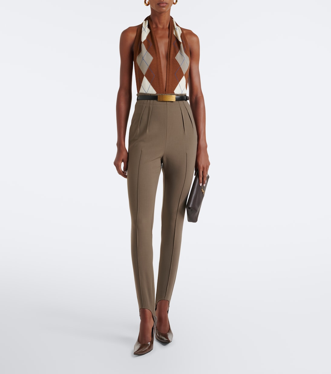 Mugler - Argyle virgin wool bodysuit