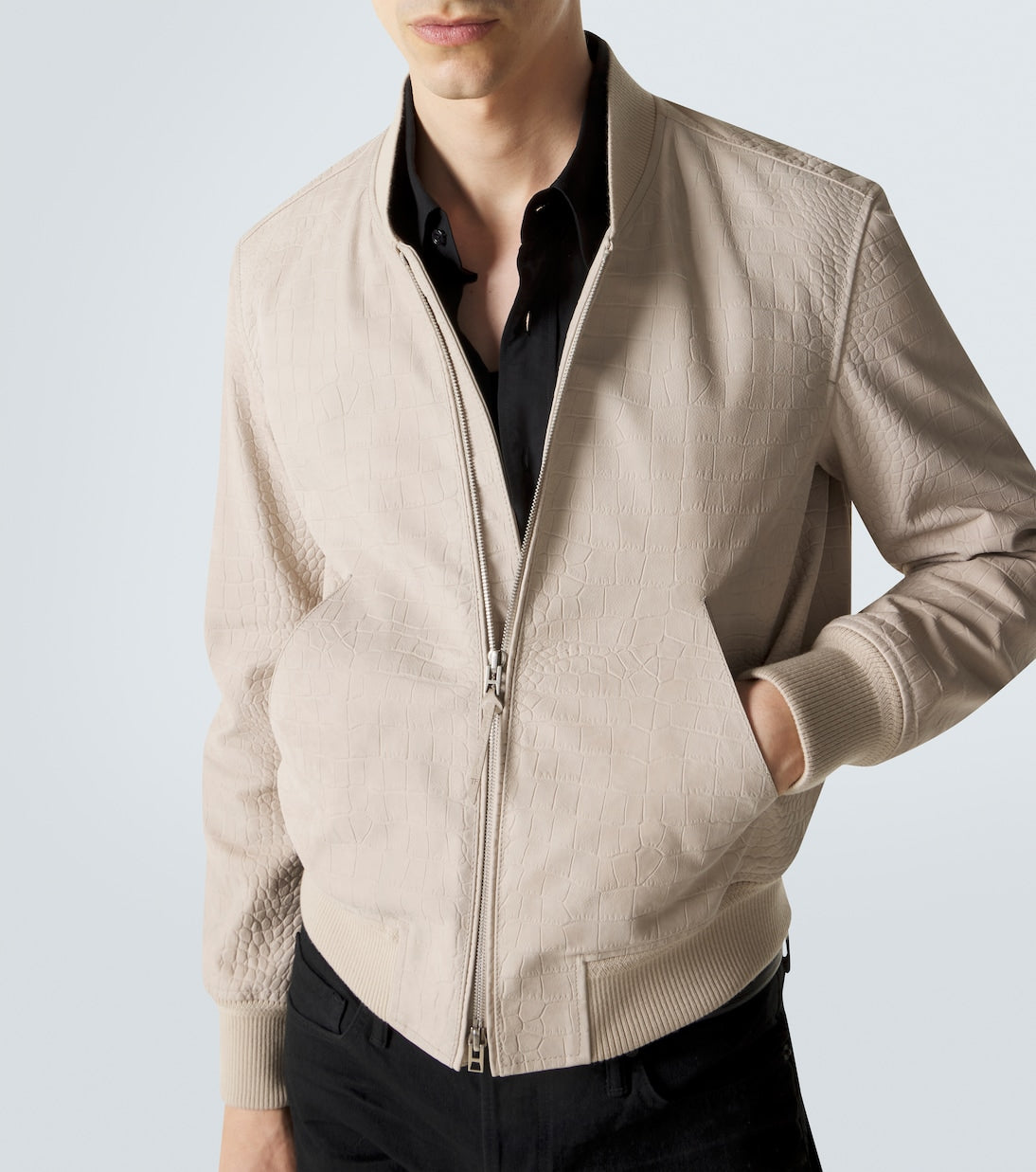 Tom Ford - Printed leather bomber jacket