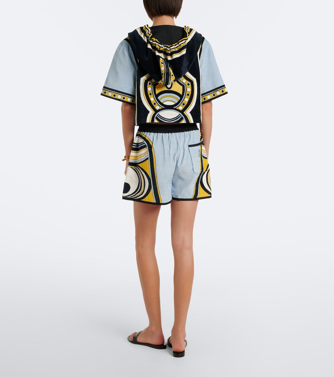 La DoubleJ - Pull-up printed cotton terry shorts