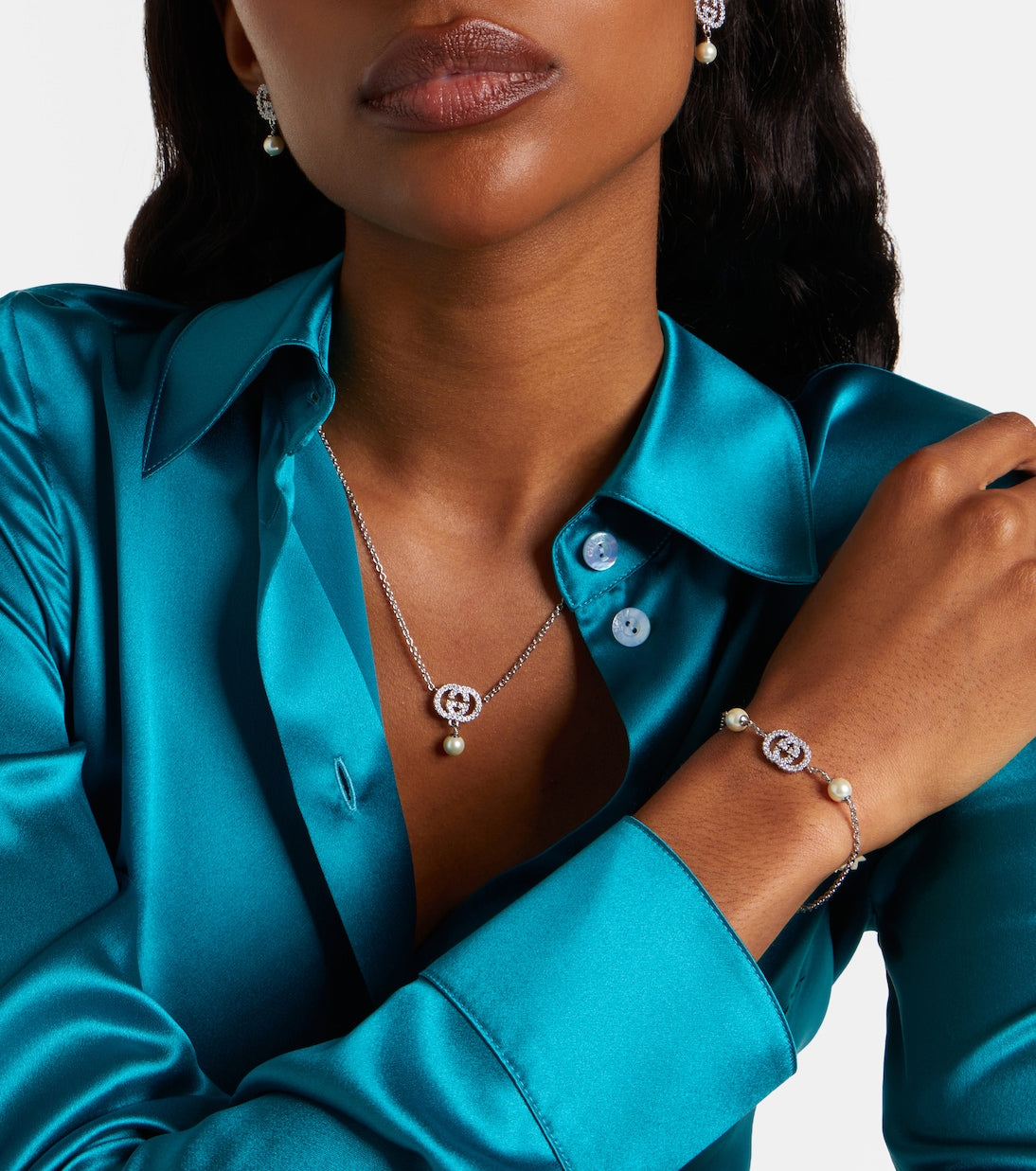 Gucci - Interlocking G embellished chain bracelet