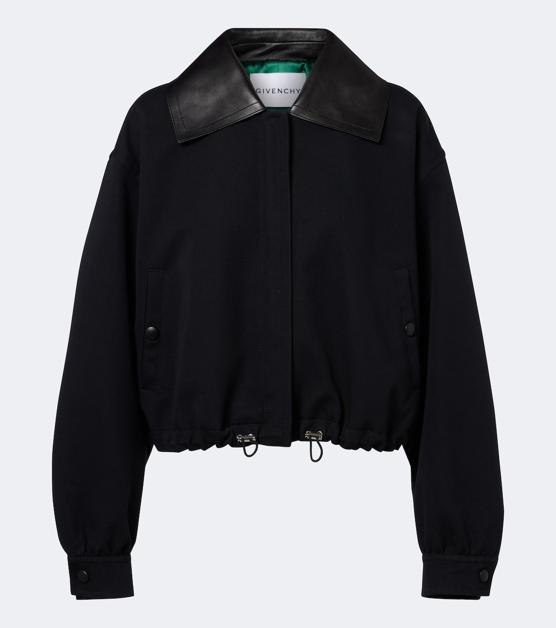 Givenchy - Leather-trimmed cotton and wool jacket