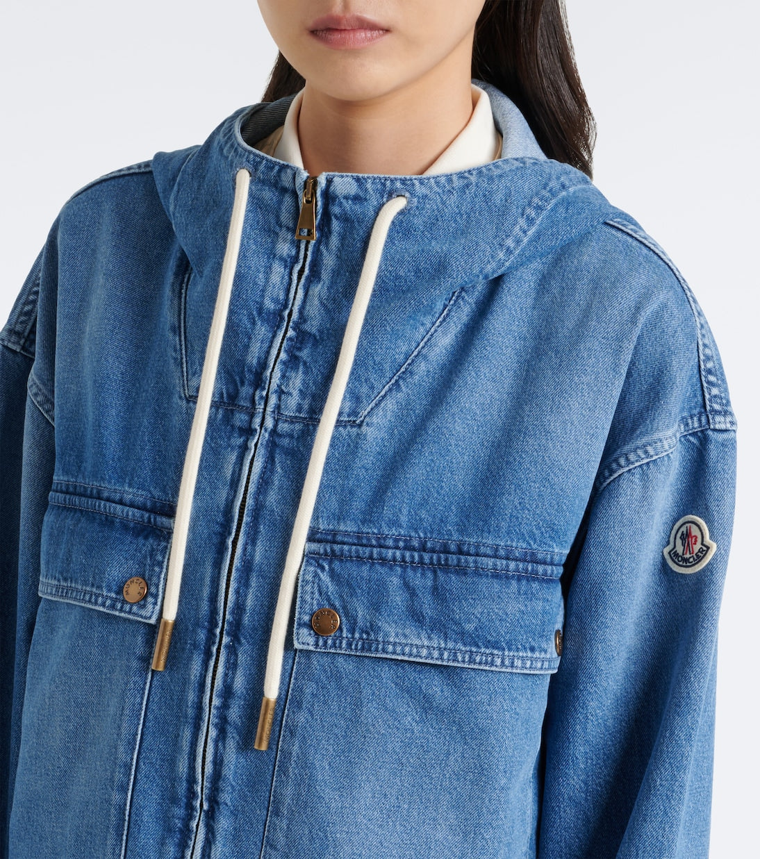 Moncler - Ecrevisse layered denim down jacket