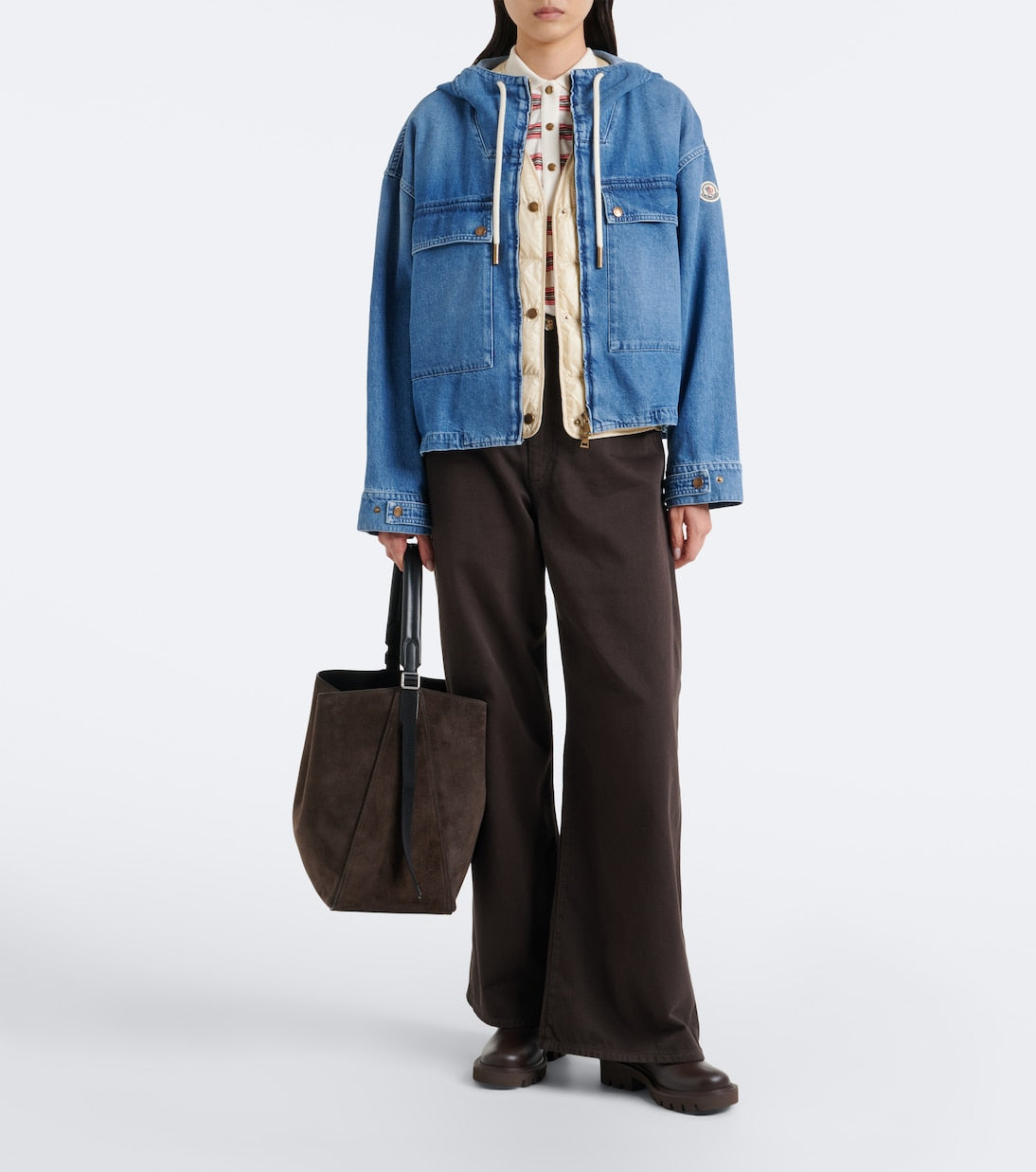 Moncler - Ecrevisse layered denim down jacket
